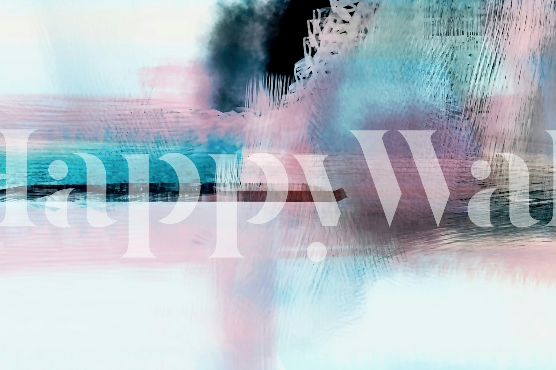 Abstract brush strokes in pink, blue, and white colors wallpaper