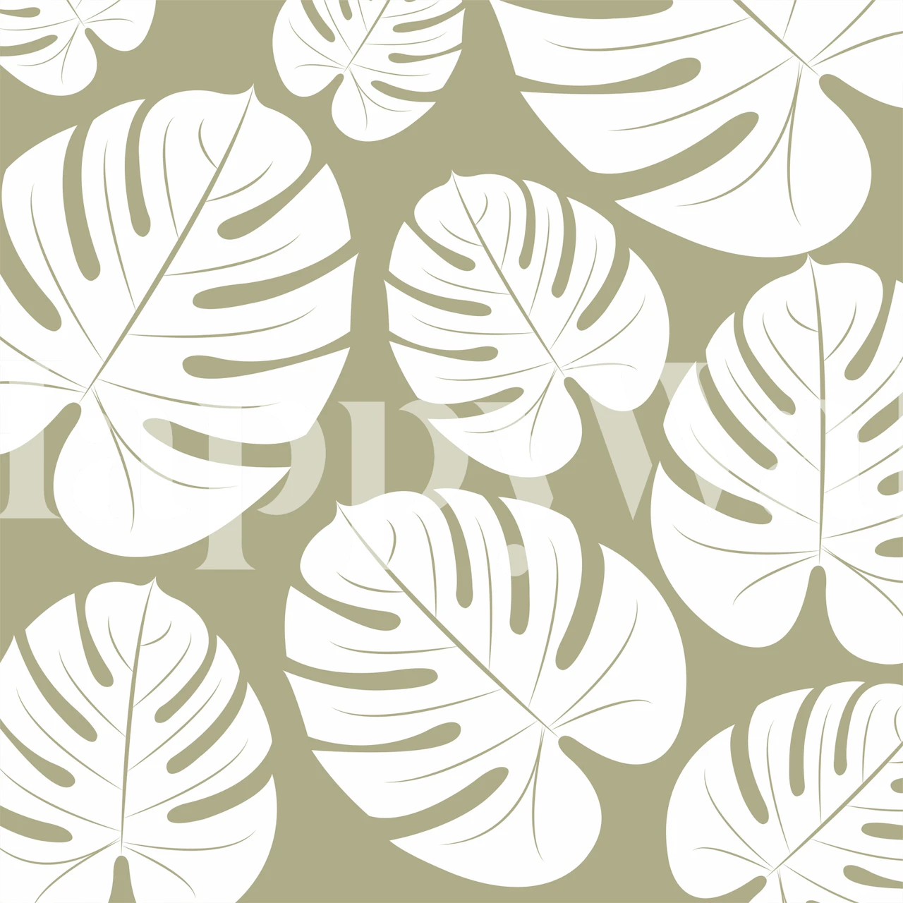 Palm Leaves Pattern in mosgroen behang