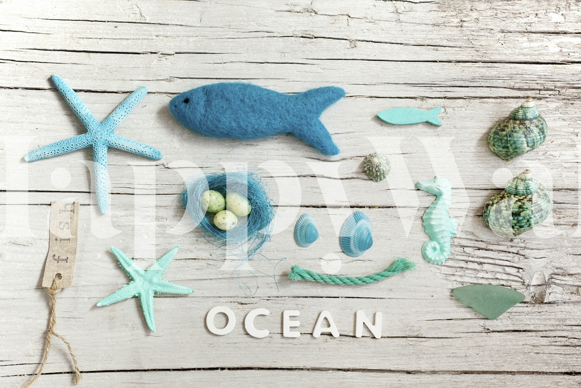 Ocean collage art tapeta v pokoji