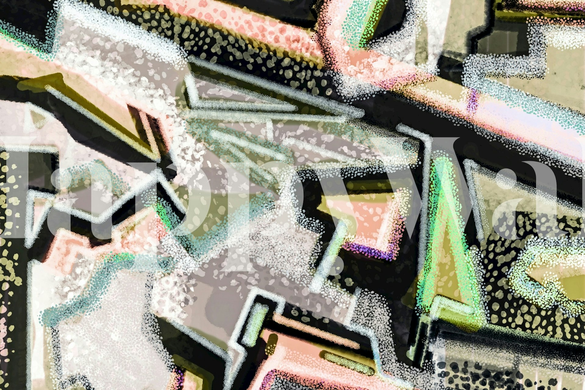 Urban Tribal Graffiti wallpaper displayed in a room