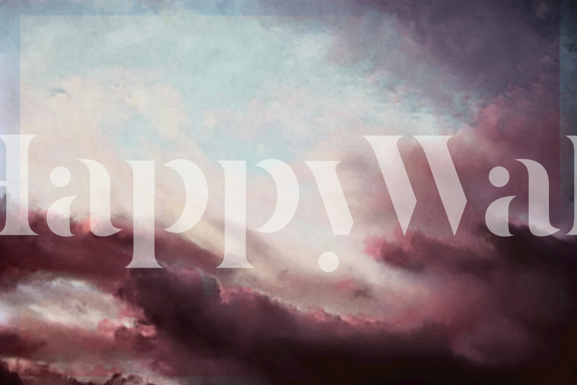 Dramatic cloudscape wallpaper in a room