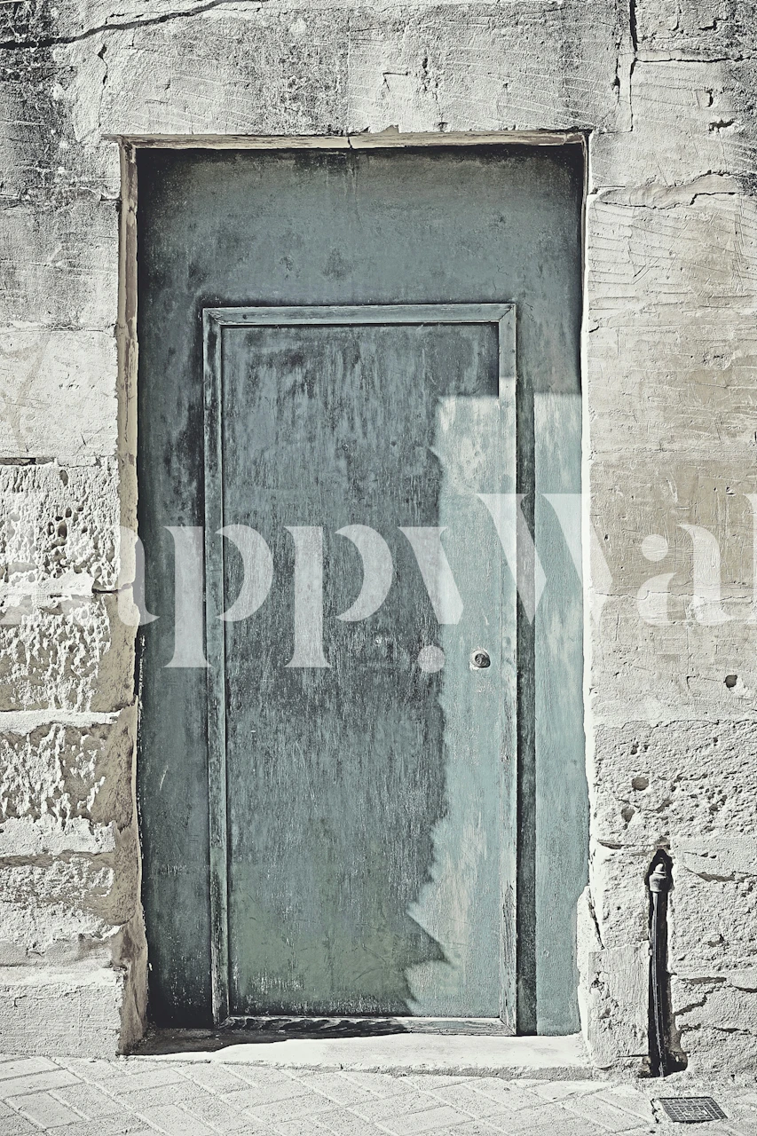 Pale gray door on textured wall, vintage aesthetic wallpaper