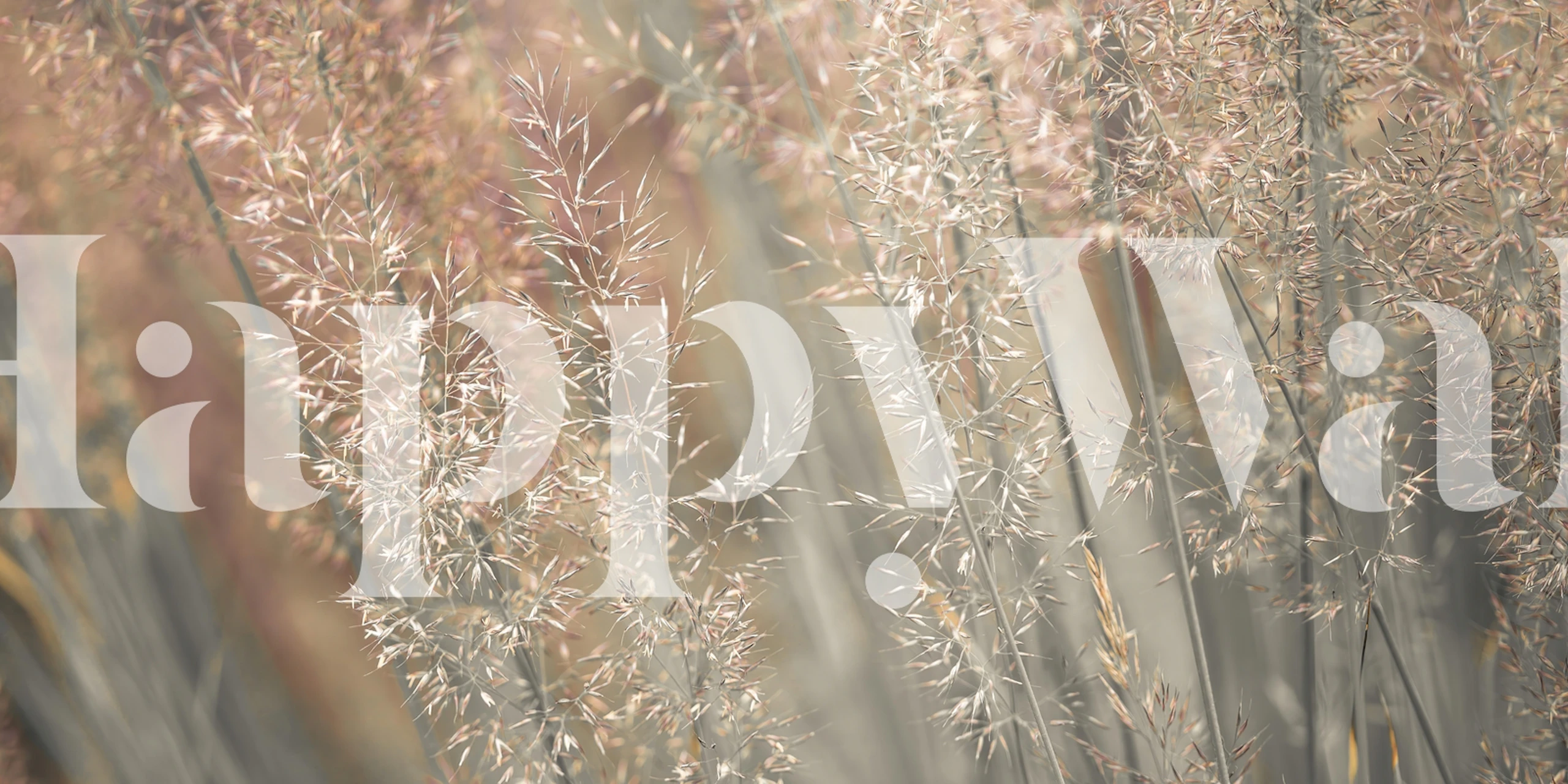 Soft beige botanical wallpaper with delicate grass patterns