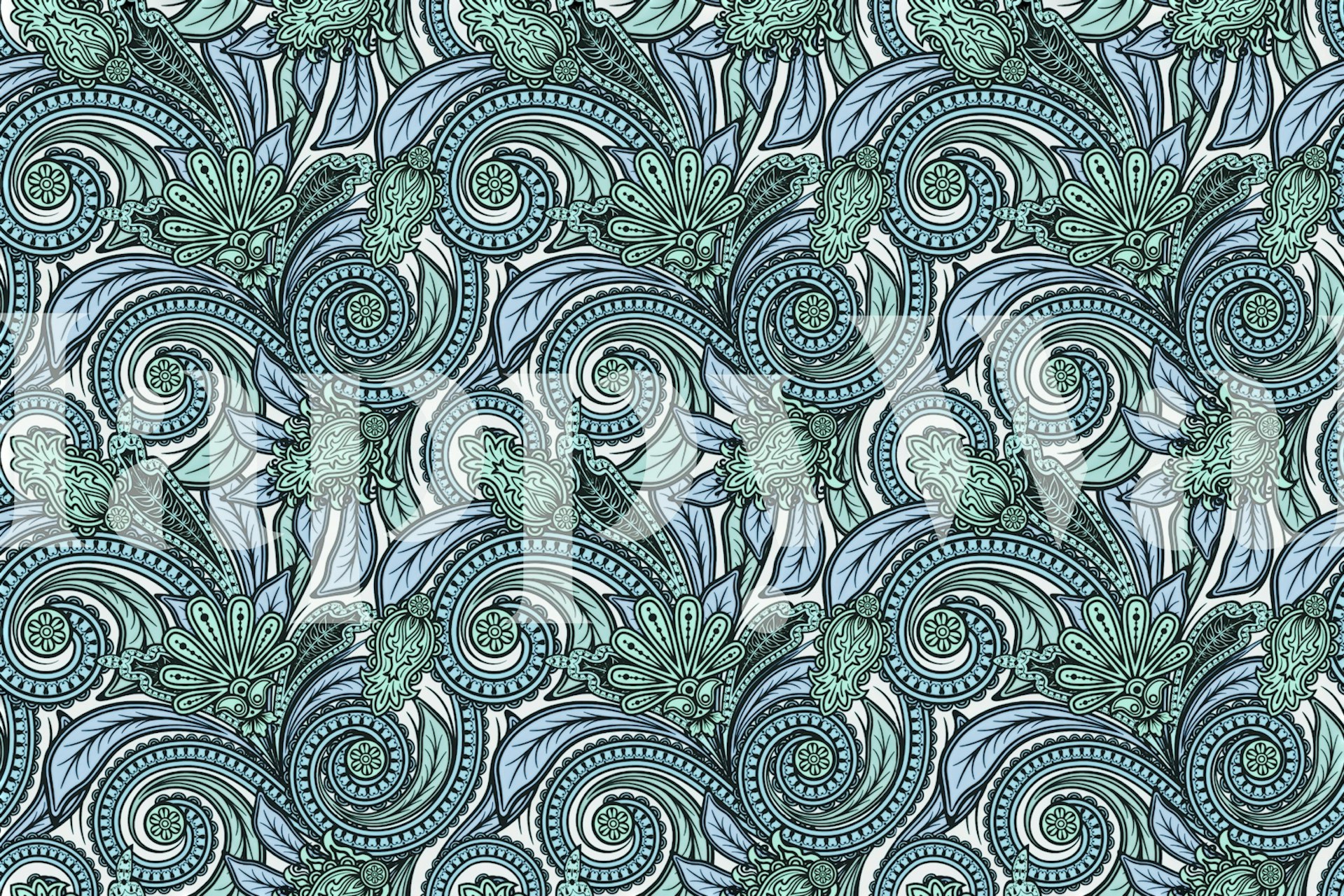 Lush Turquoise Vintage Flowers σε ένα δωμάτιο