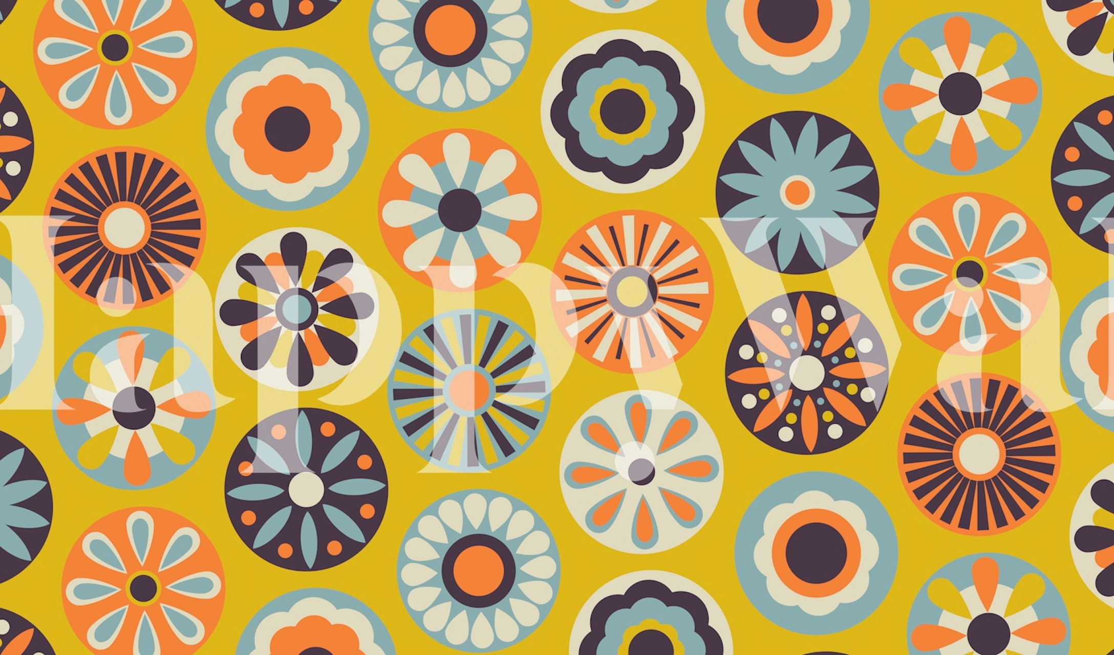 Midcentury Modern Florals tapetdesign