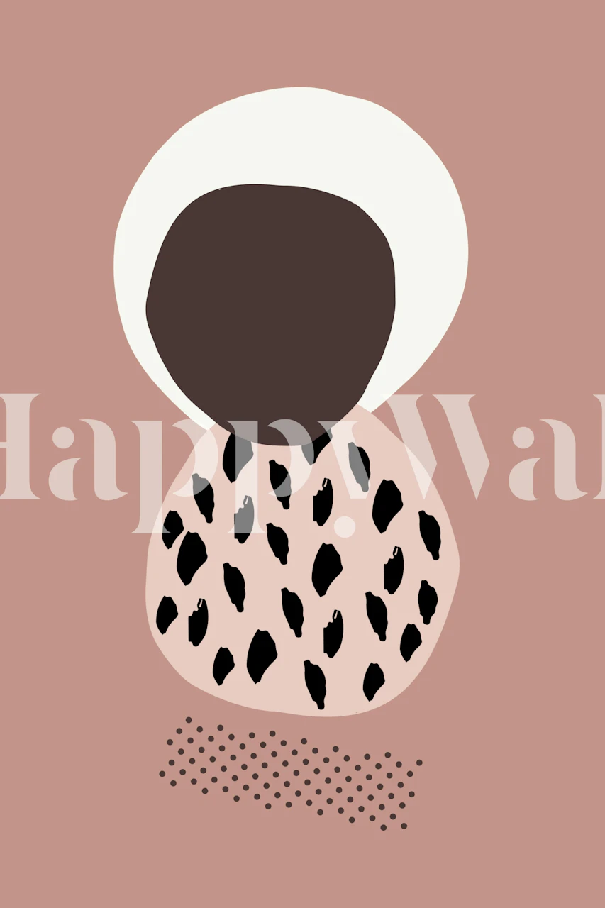 Blush Nana African Abstract vægmaleri med blød pink baggrund og dristige geometriske mønstre