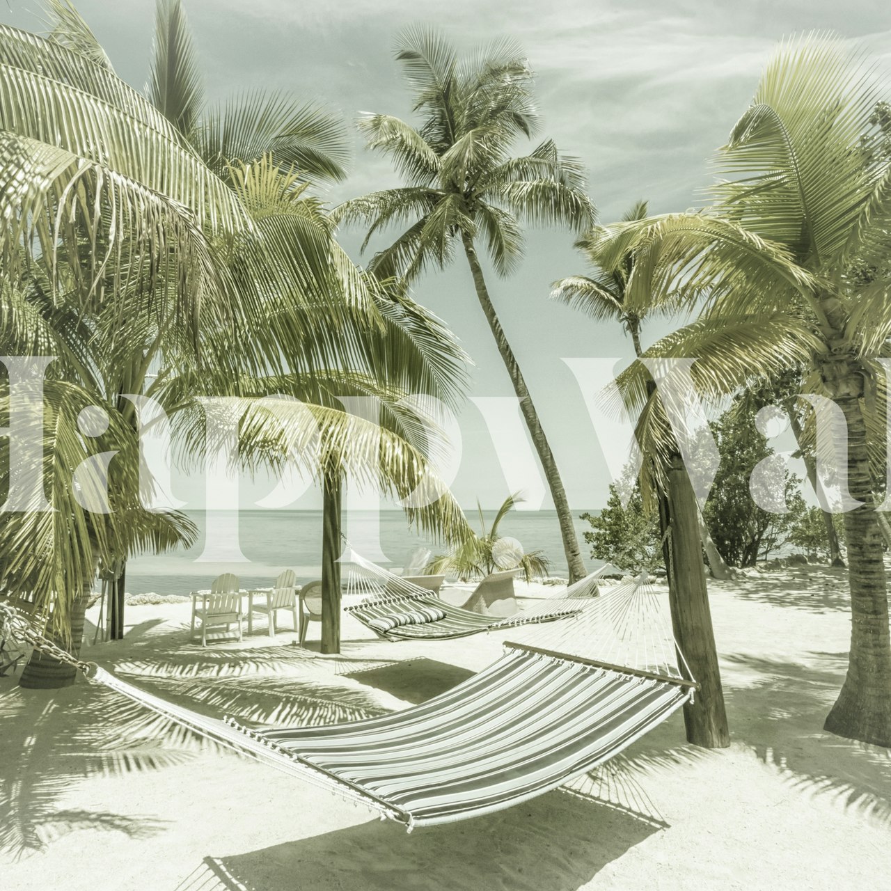 Vintage Florida-tapet med palmer og hengekøyer