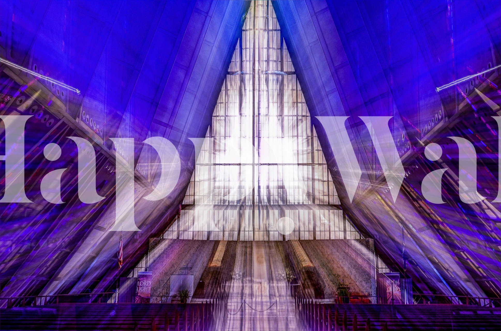 Abstract light rays in indigo and blue shades wall mural