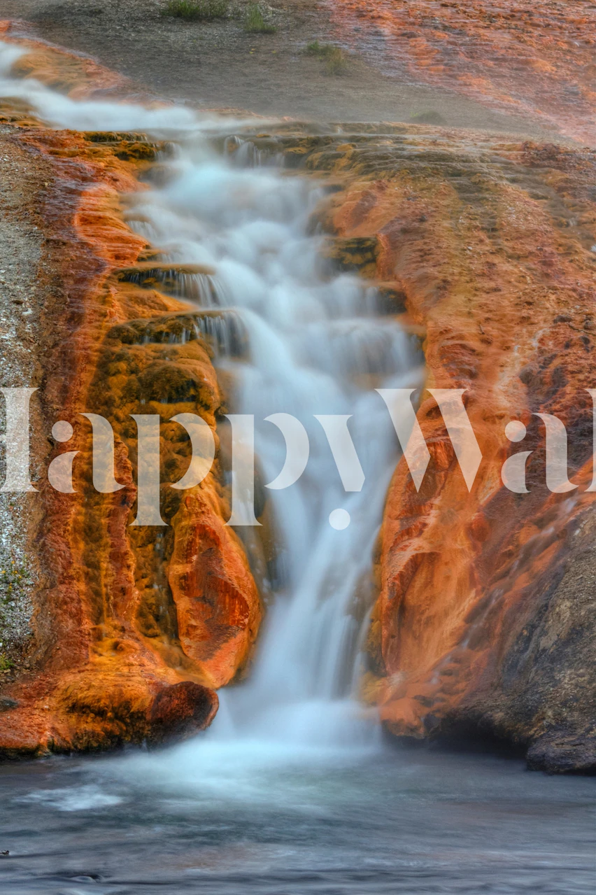 Colorful orange and white waterfalls wallpaper