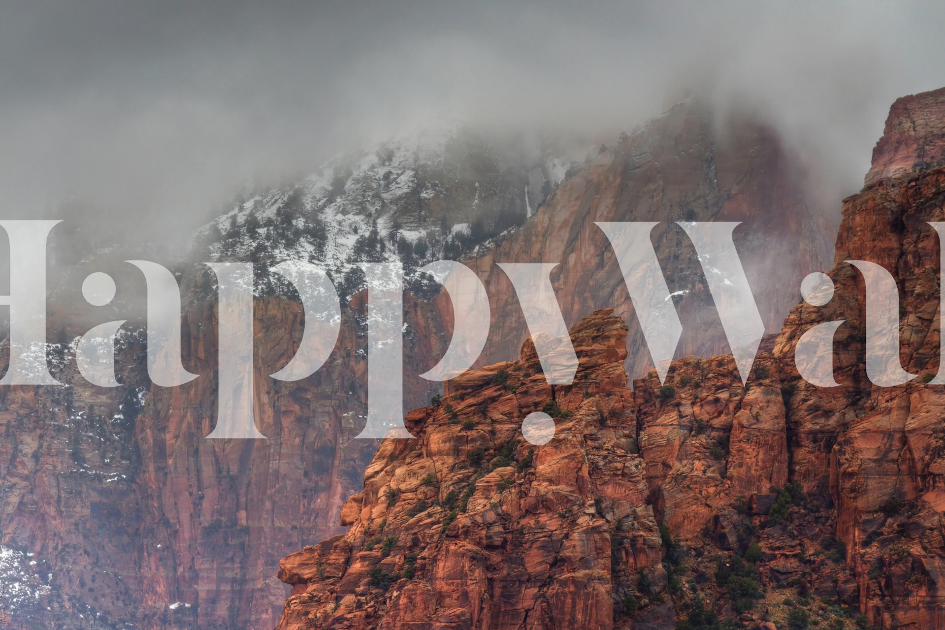 Mountain landscape wallpaper with earthy tones and clouds