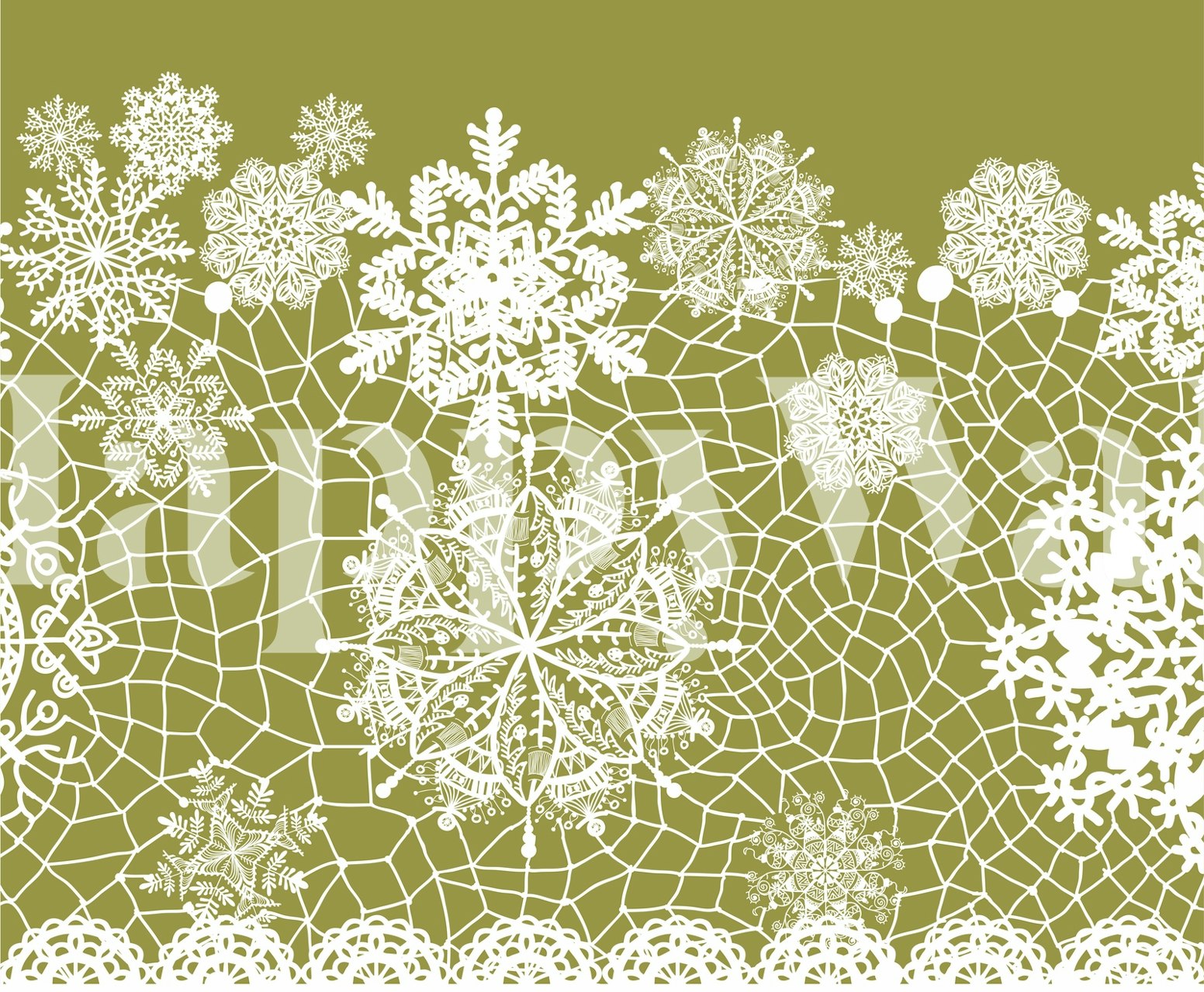 Ταπετσαρία Gentle Lace Olive Green σε ένα δωμάτιο