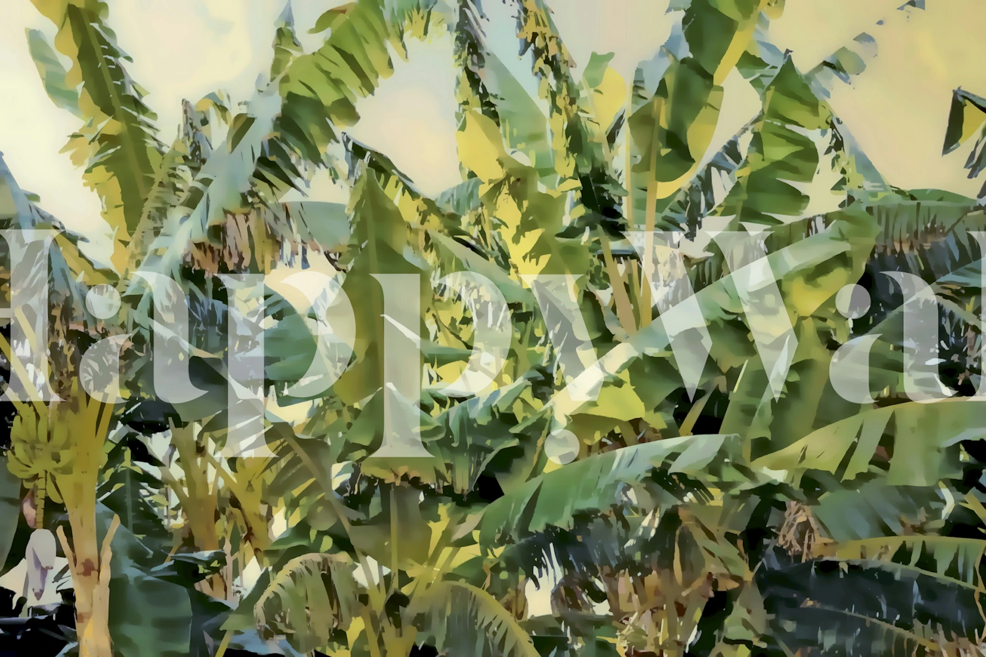 Tropical Banana Leaves wall mural with vibrant green foliage