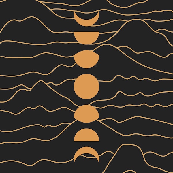 Moon Phases Mountains Black