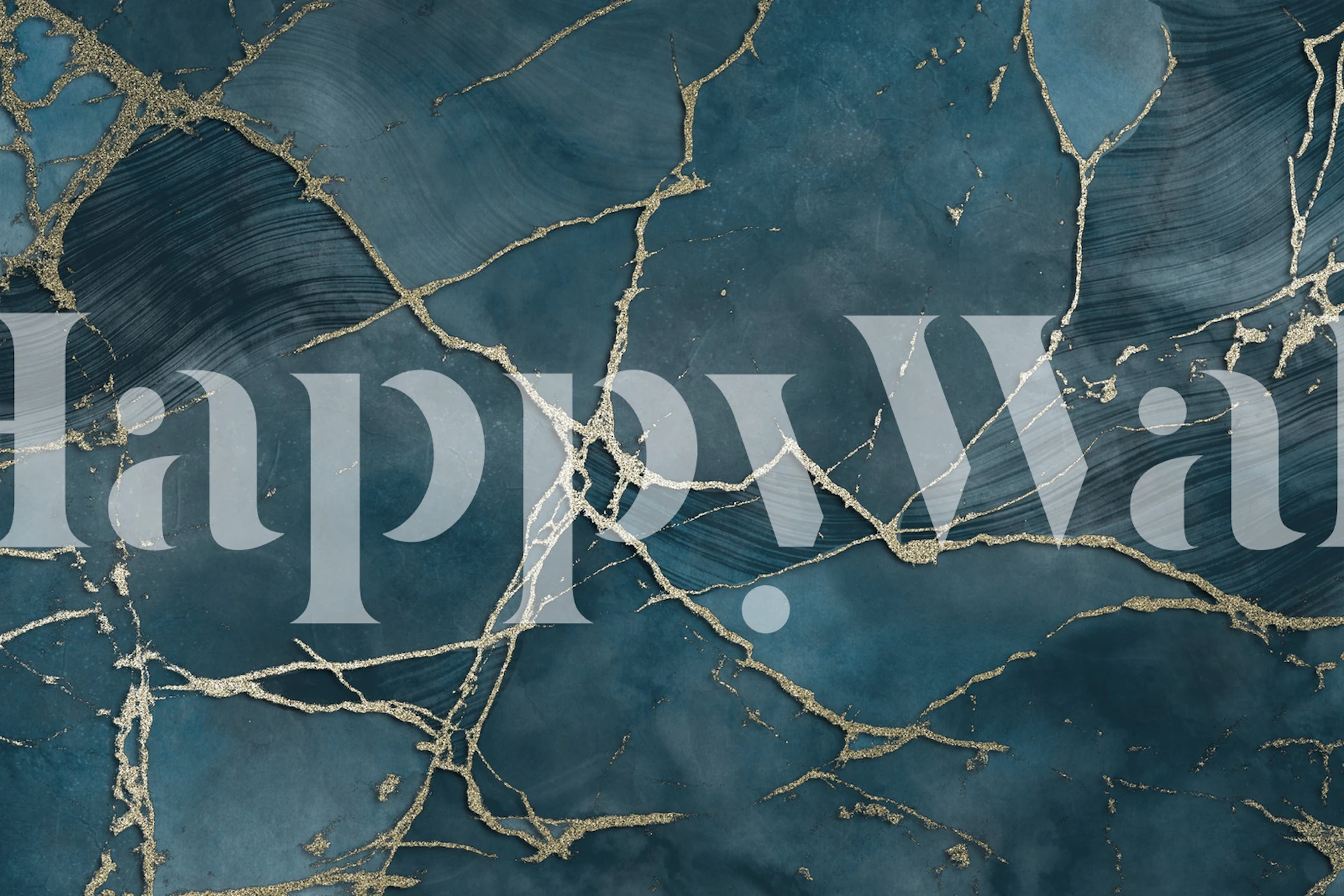 Turquoise marble pattern with gold veining wallpaper