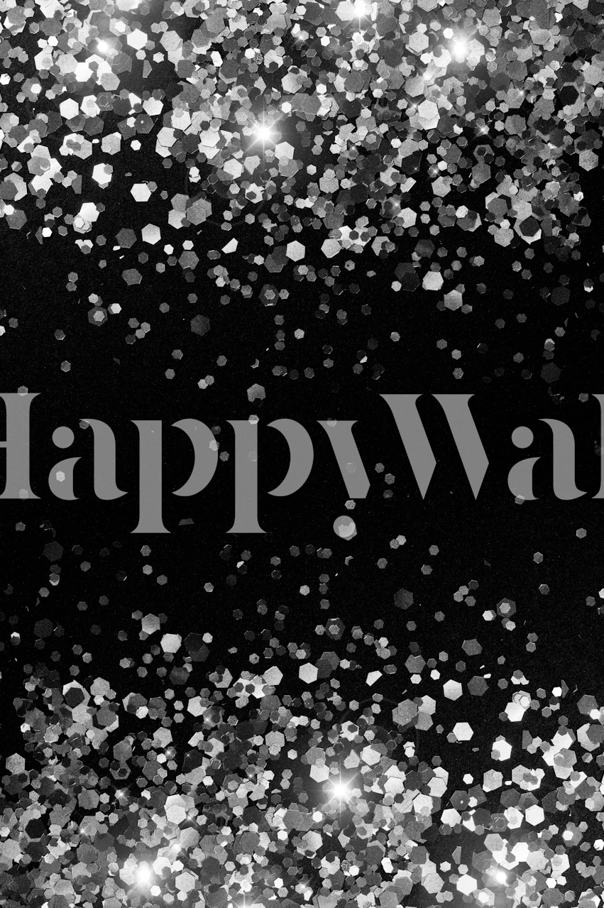 Black glitter wallpaper with silver metallic specks in a scattered pattern