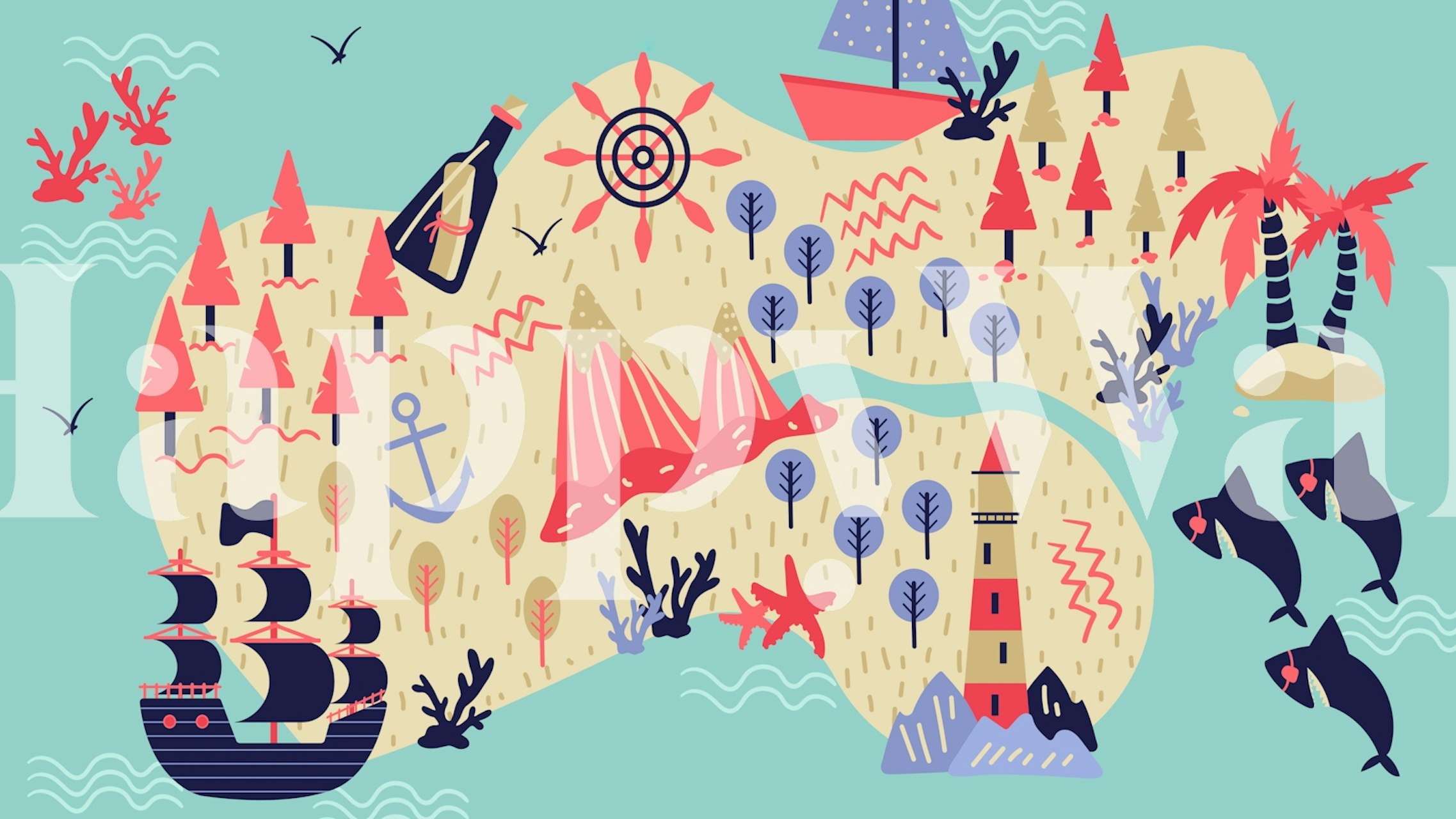 Children's Vibrant and Playful Map Wallpaper