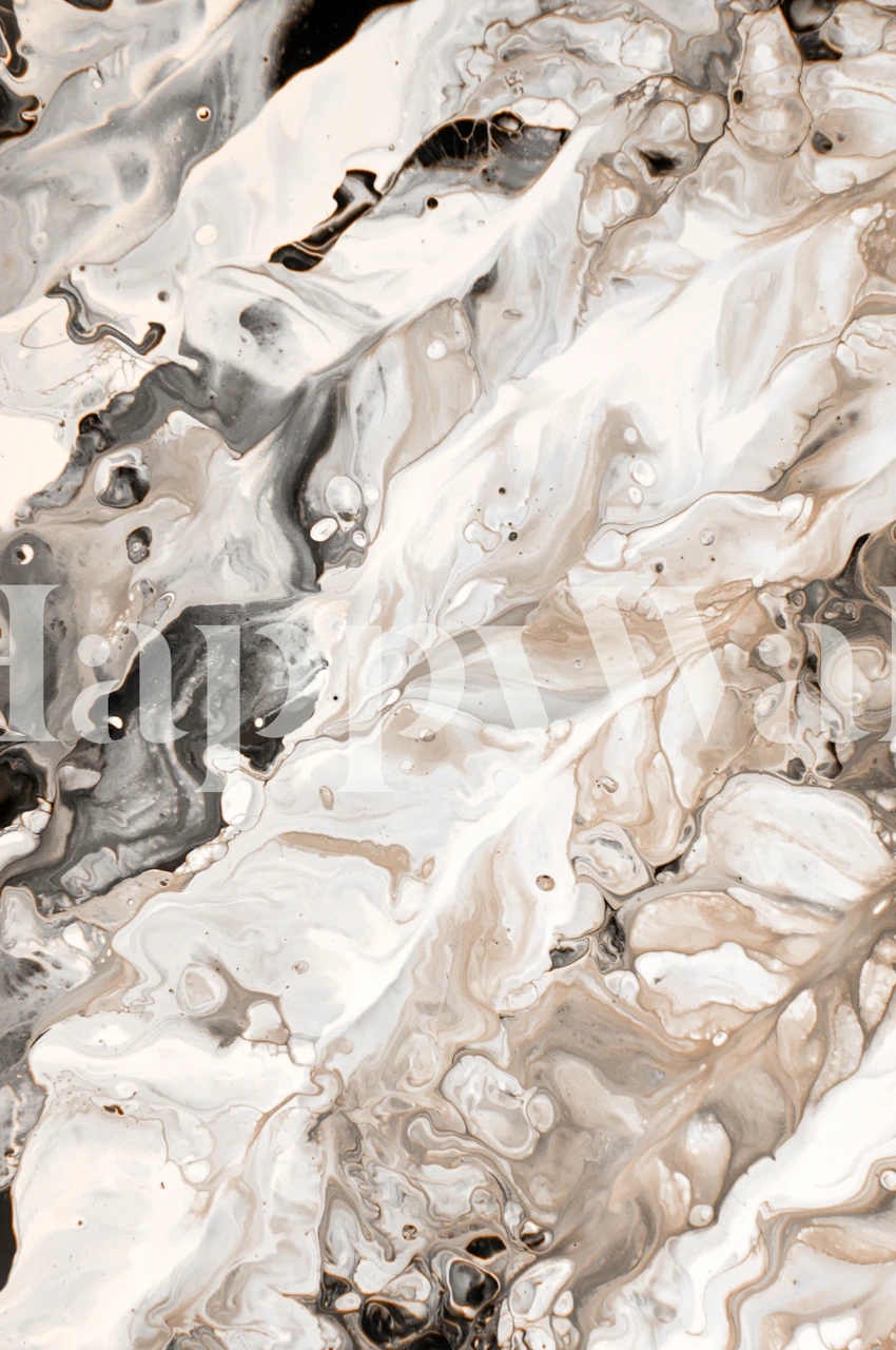 Abstract marble pattern in beige, brown, and white tones wallpaper