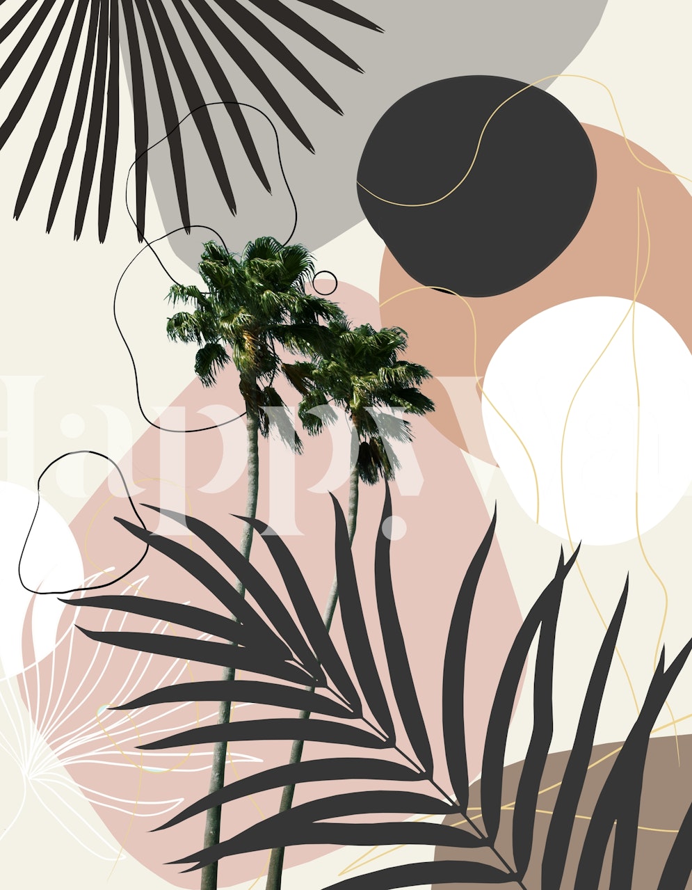 Cali Palm Tree Finesse 1 wallpaper in a room