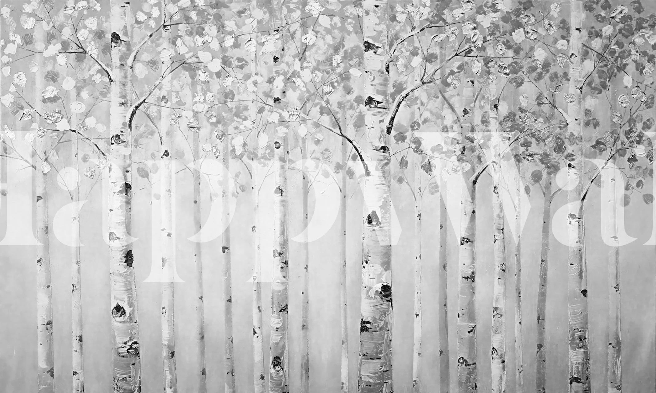 Ταπετσαρία Gray Forest σε ένα δωμάτιο