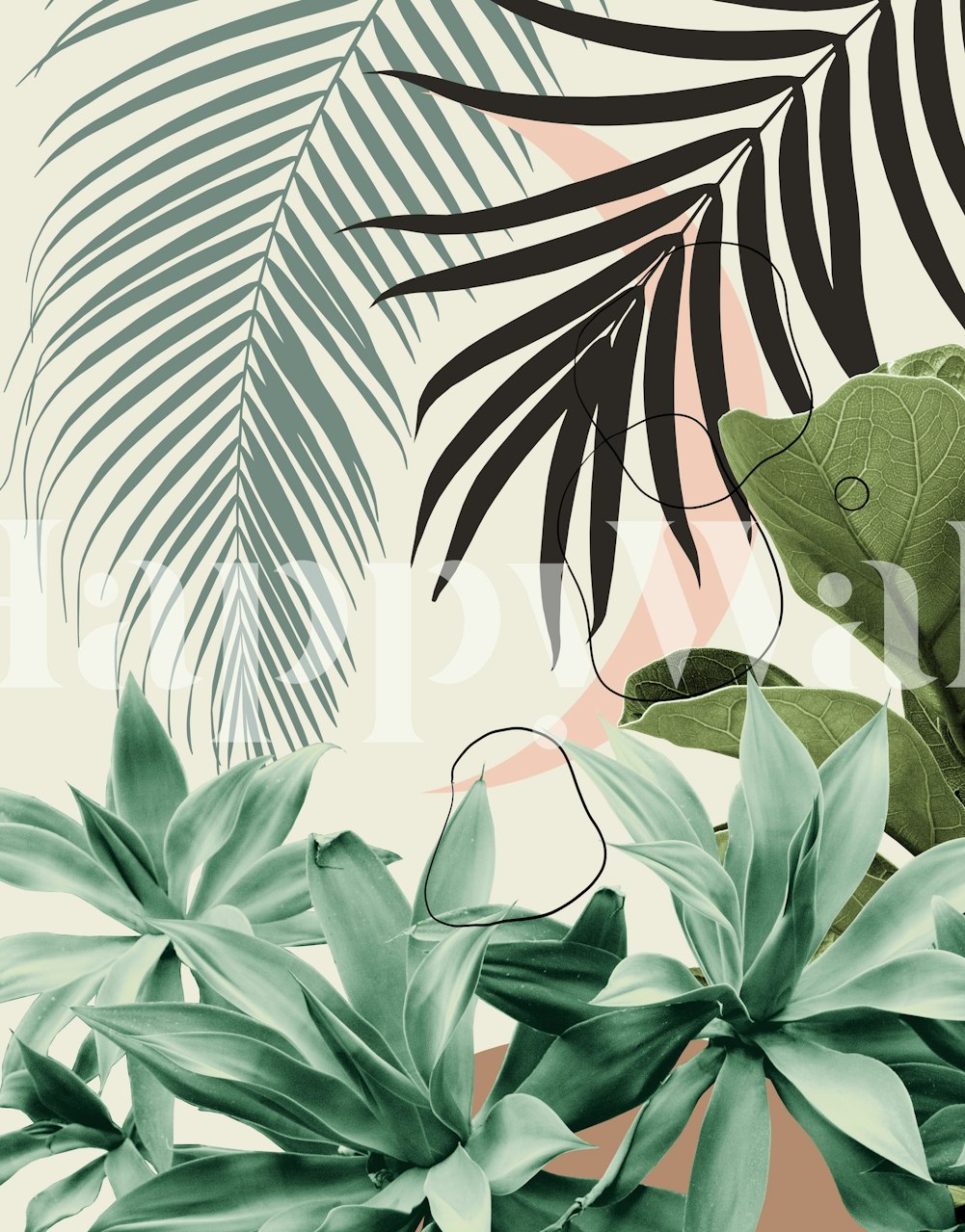 Minimal Moon Agave Palm 1 tapetti huoneessa