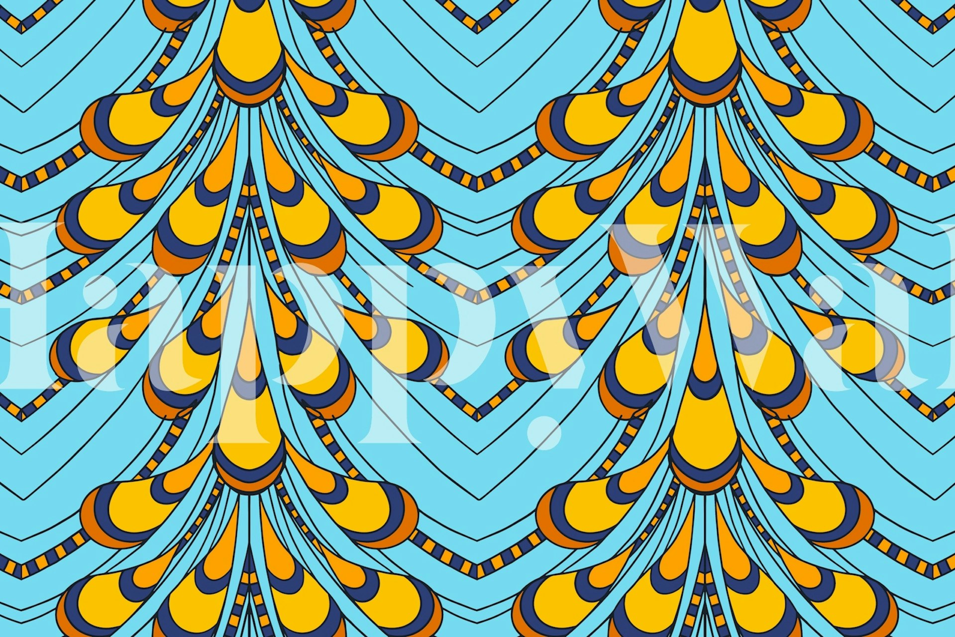 Retro Peacock tapetdesign vist i et rum