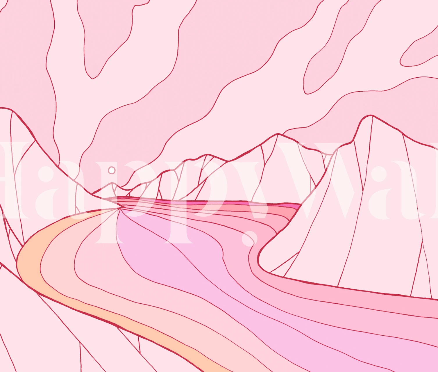 The calm pink river tapet i ett rum