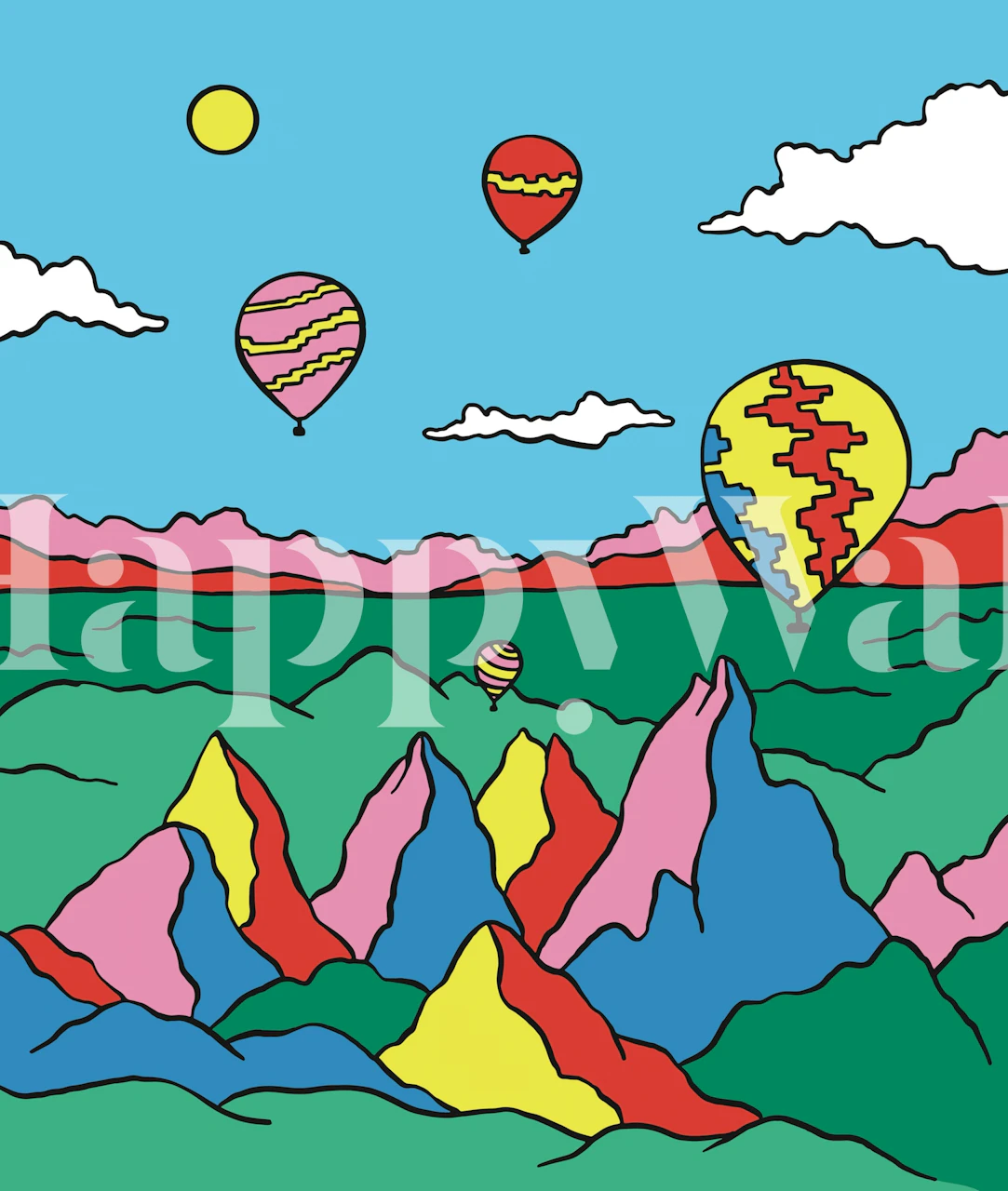 Colorful hot air balloon mountains wallpaper