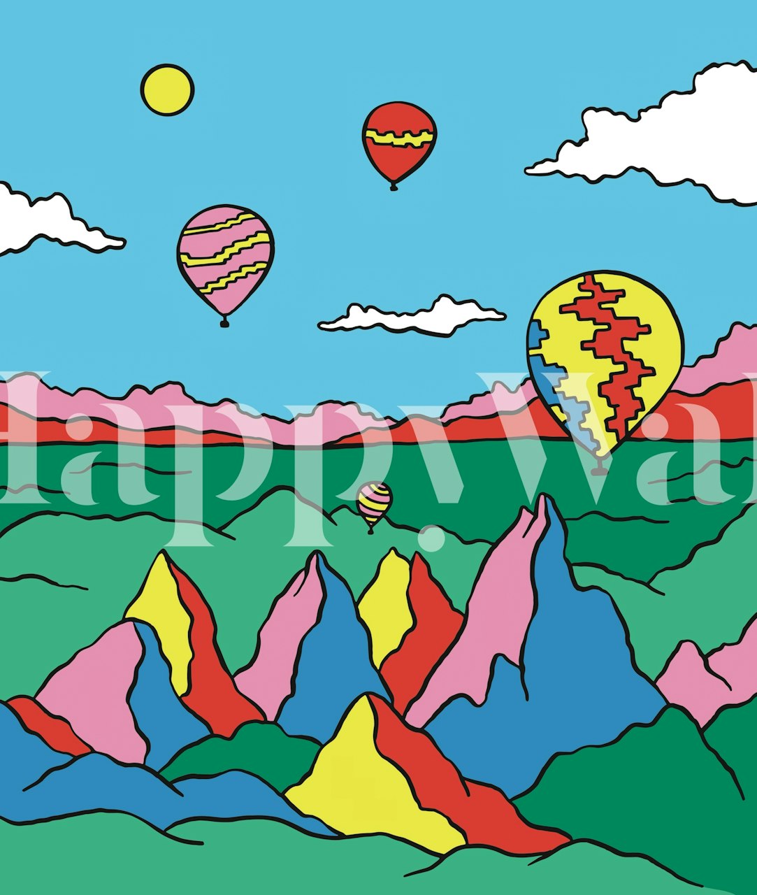 Colorful hot air balloon mountains wallpaper