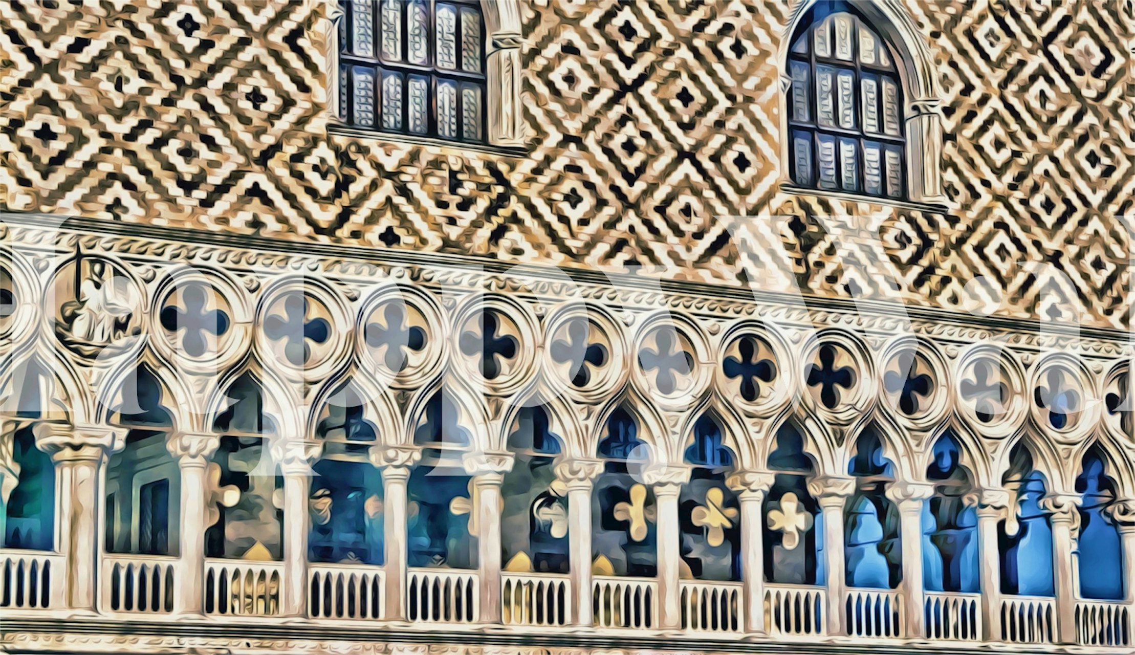 Geometric pattern with cream and tan colors wall mural