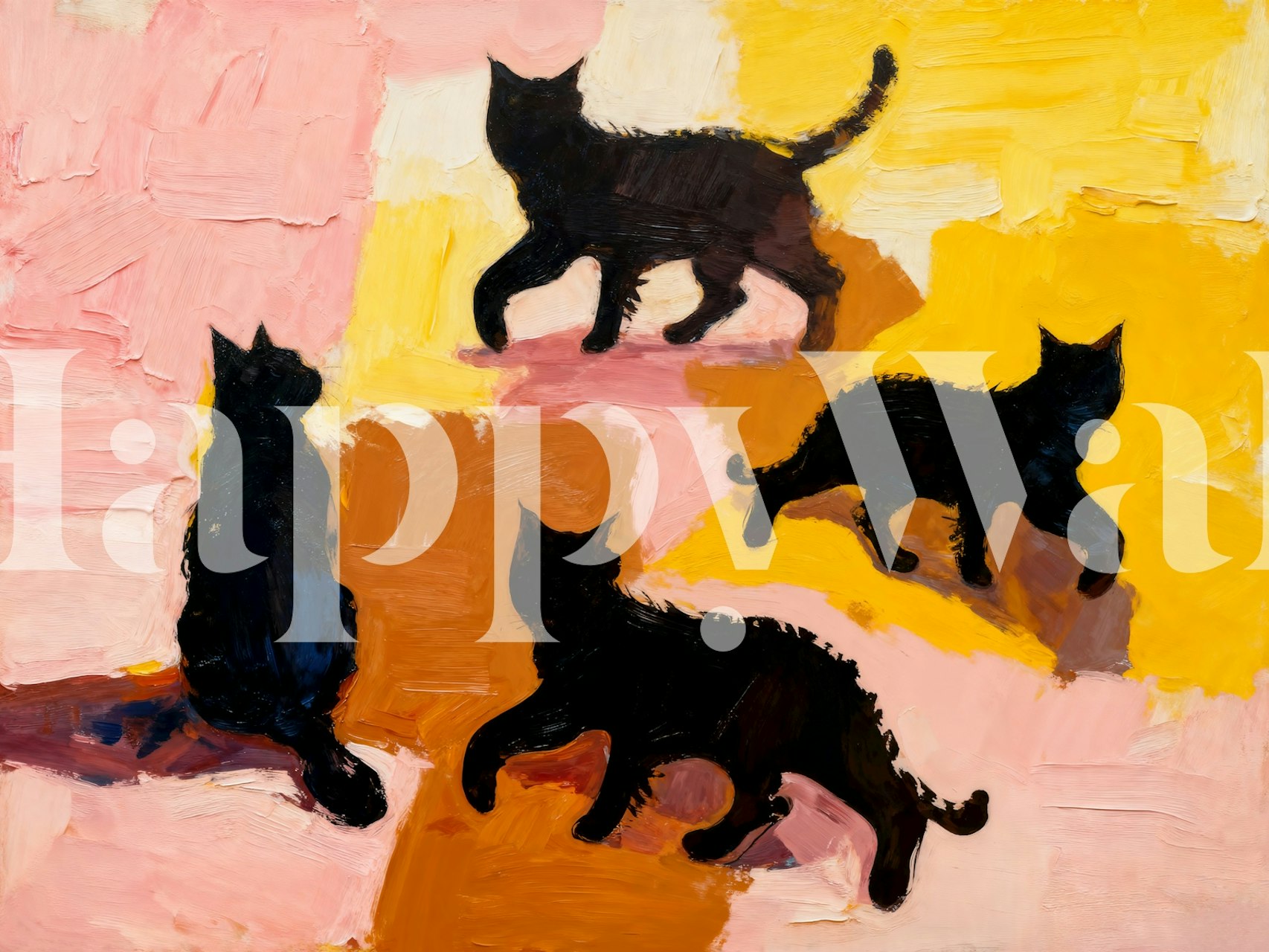 Cat Shapes tapetmønster vist i et rom