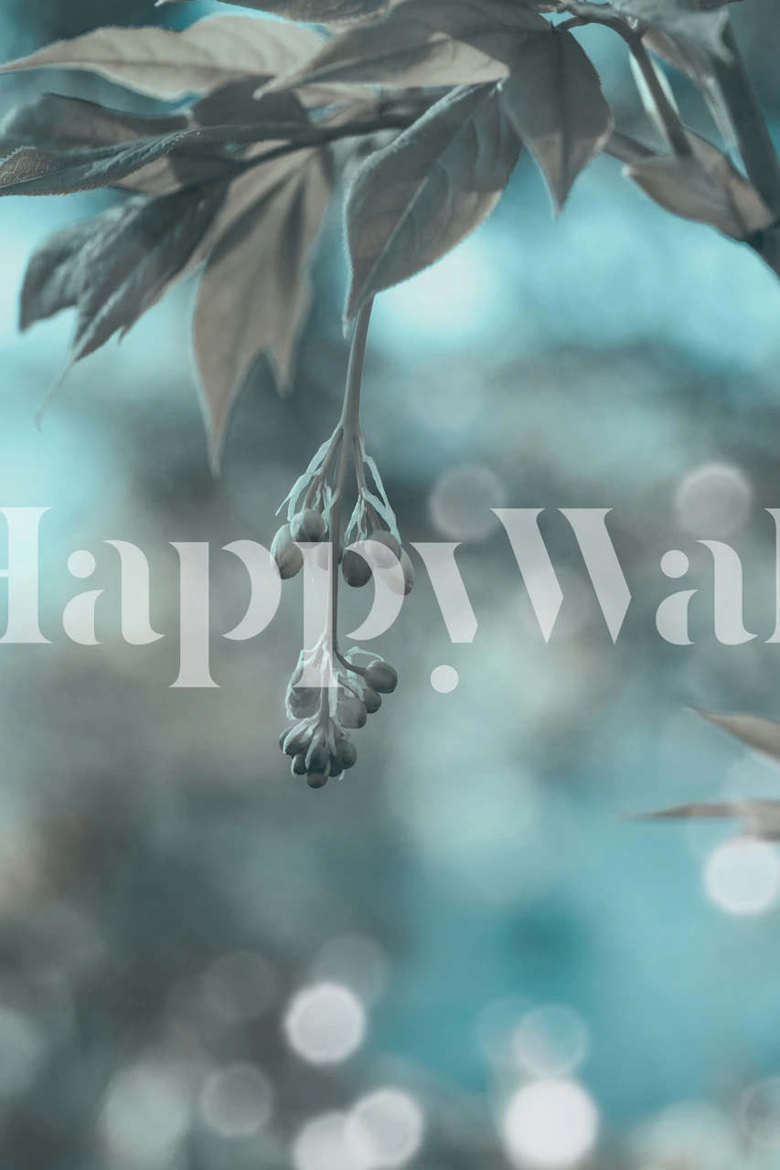 Floral design with blue hues and soft details wallpaper