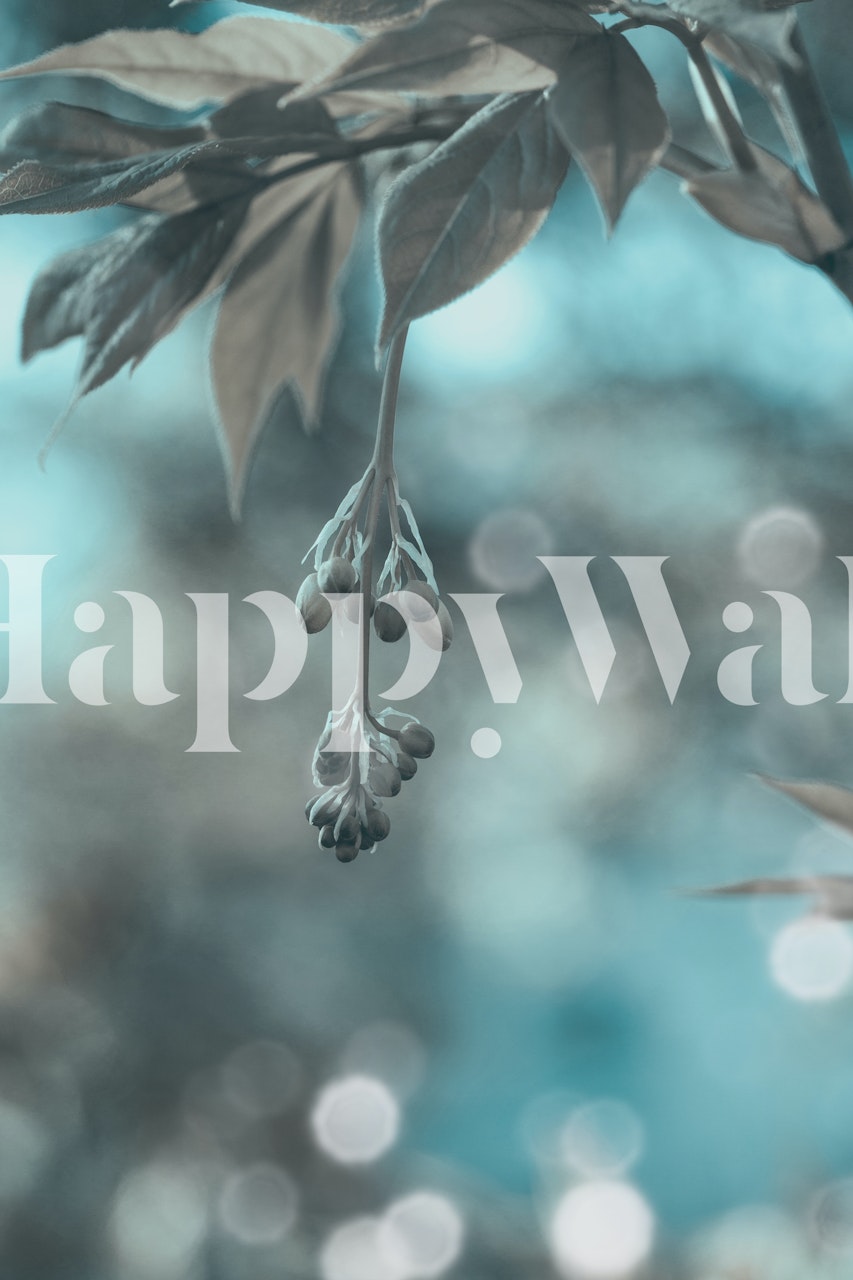 Floral design with blue hues and soft details wallpaper