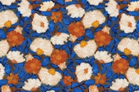 Blooms orange cobalt blue papiers peint