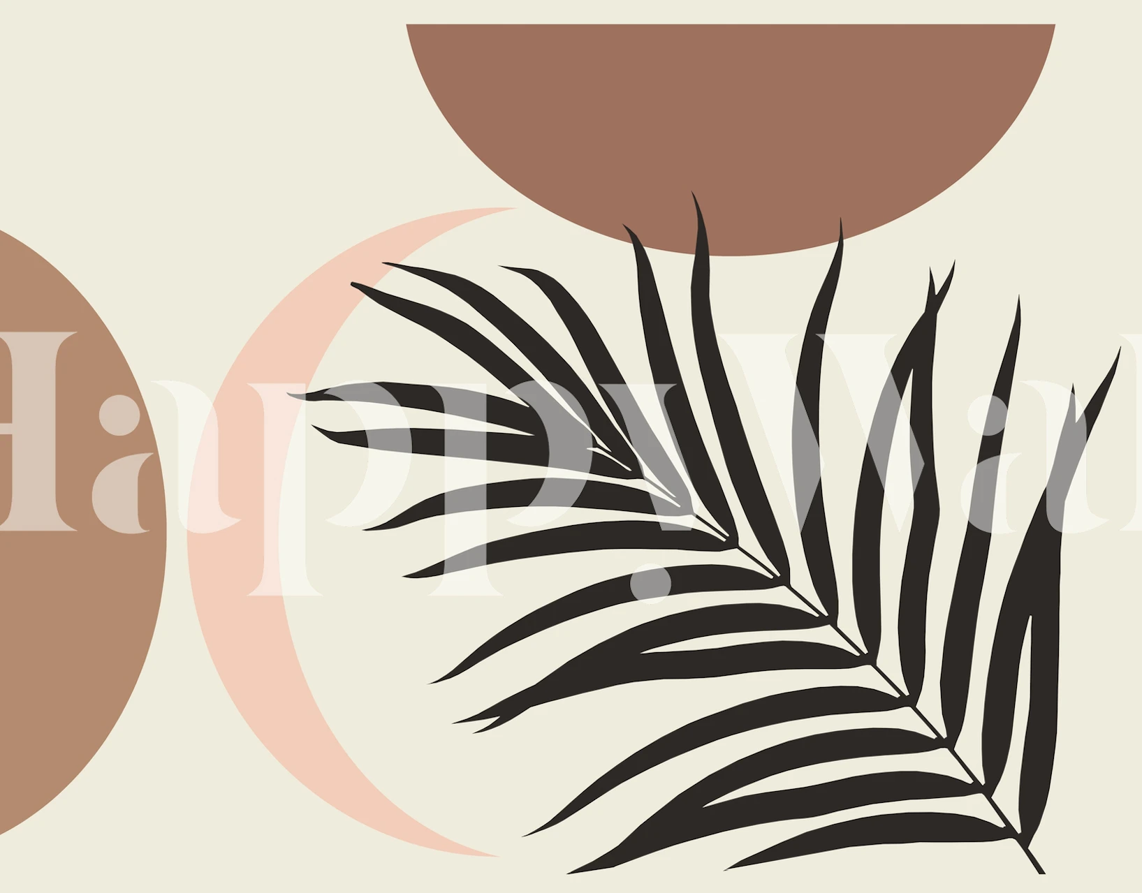 Tropical Abstract Finesse 1 tapet med pastellgeometri och palmsiluett