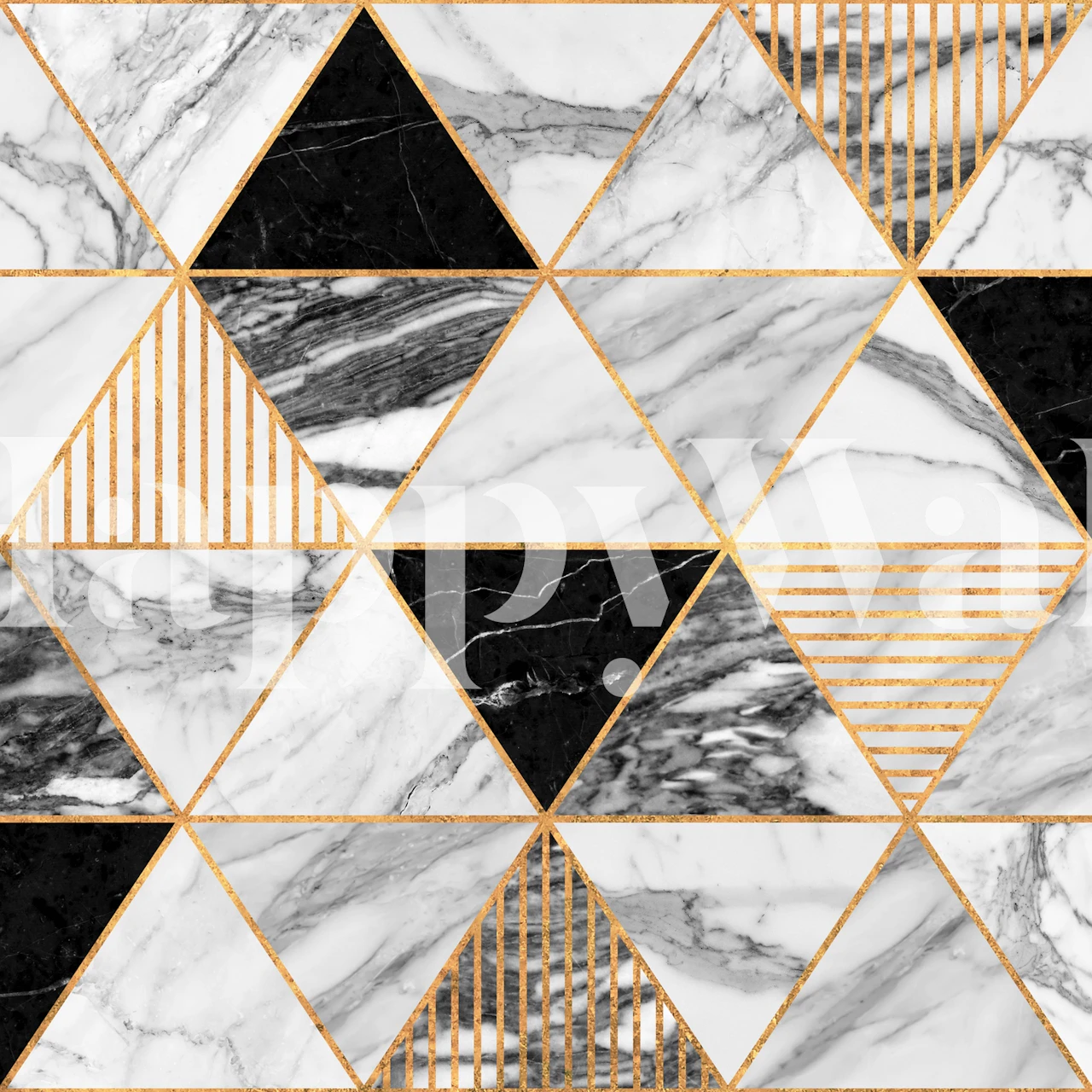 Carta da parati geometrica Marble Triangles in una stanza