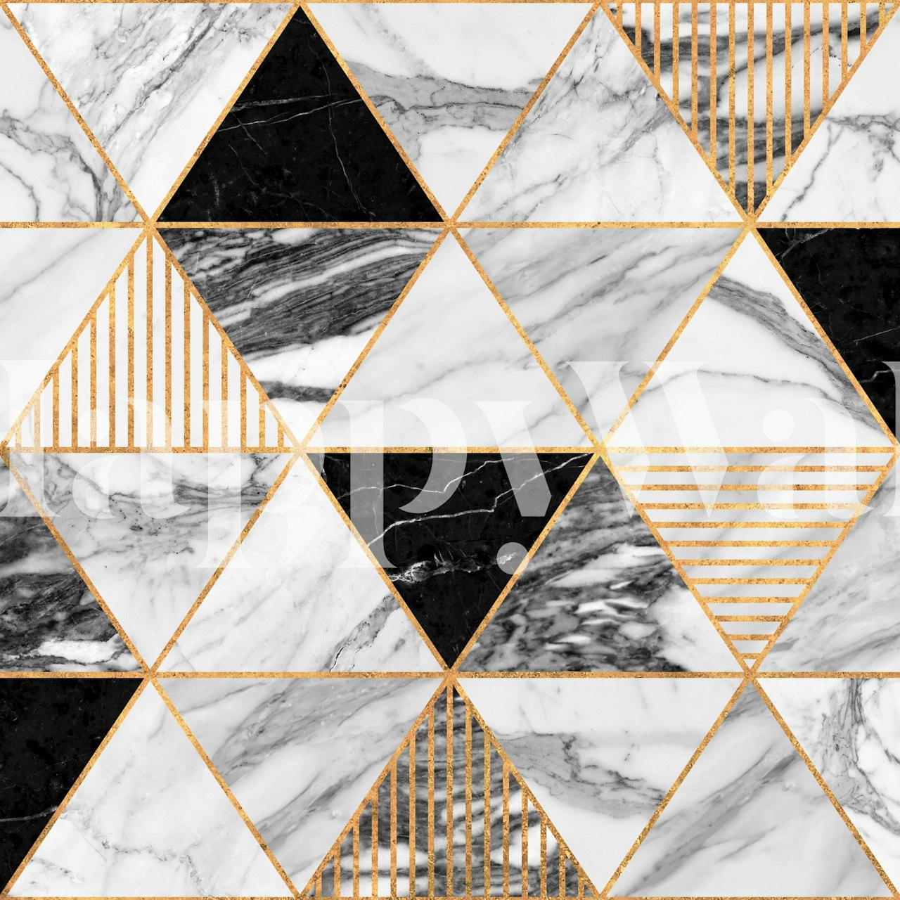 Geometric marble triangles wallpaper in a room