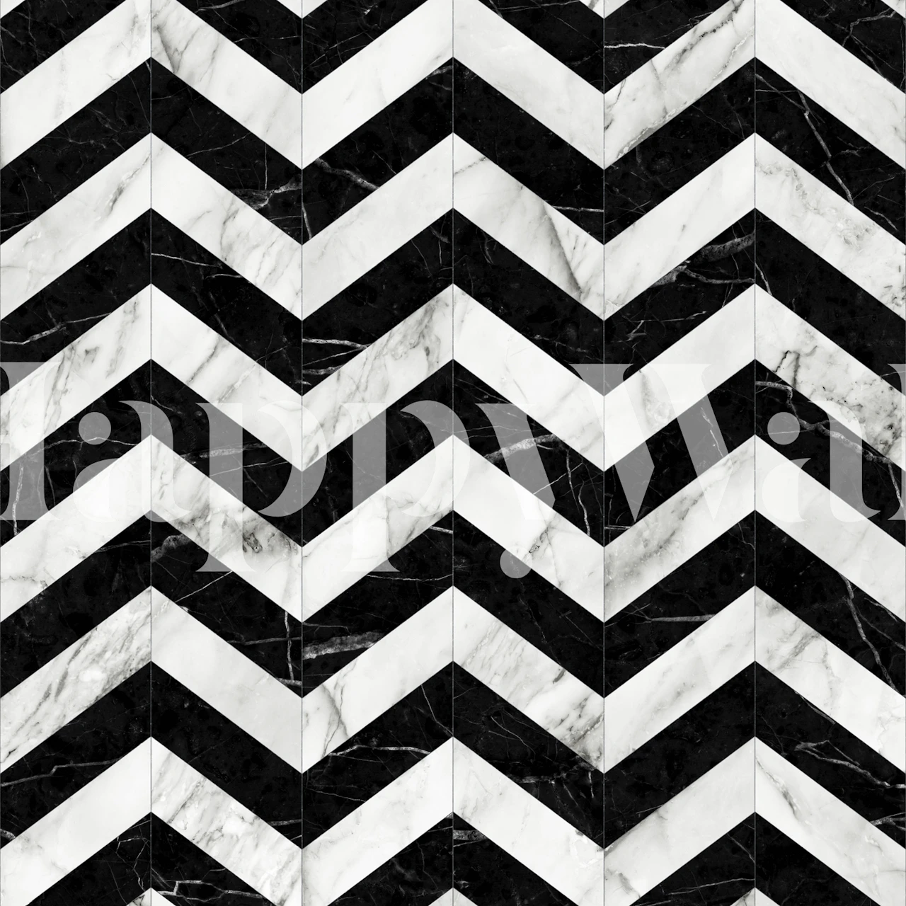 Black and white chevron patterned wallpaper