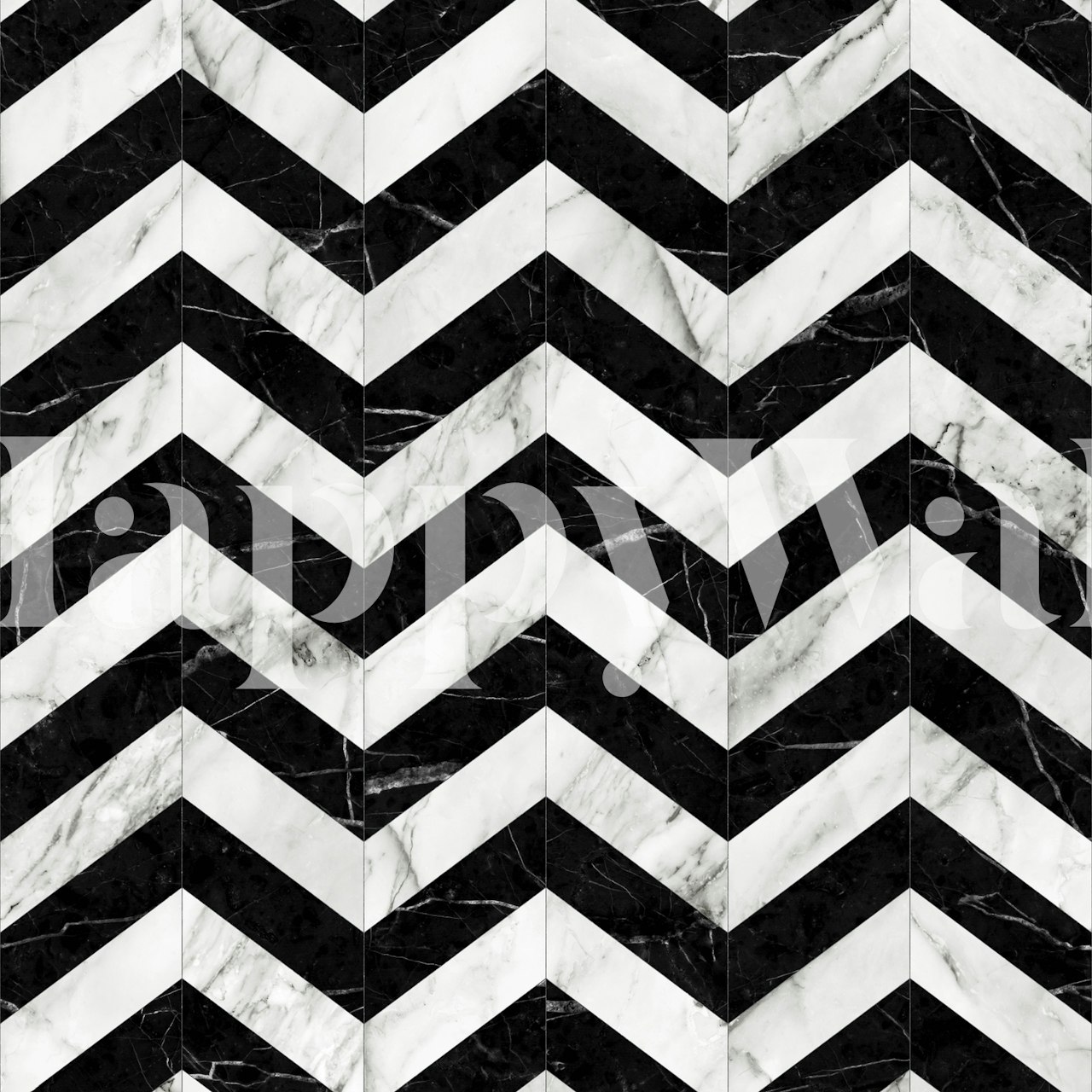 Black and white chevron patterned wallpaper
