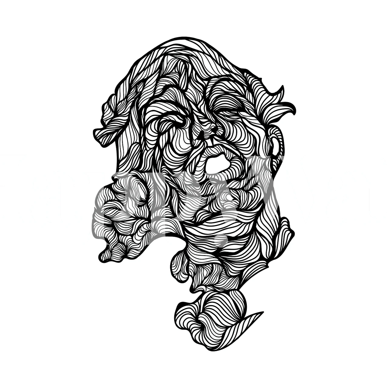 Abstract face line art wallpaper in black and white style