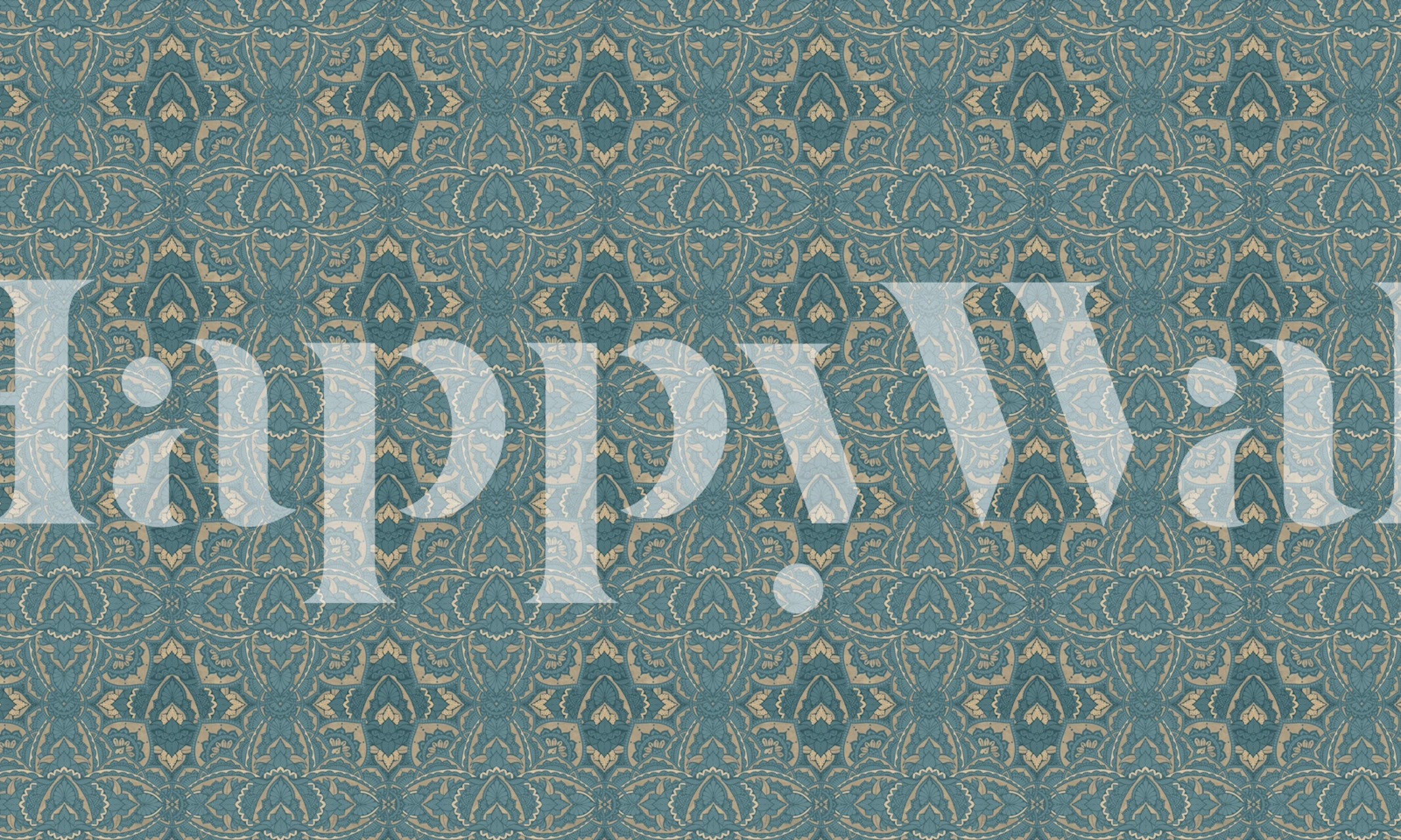 Fototapeta Art Deco Golden Teal z misternymi złotymi wzorami na turkusowym tle