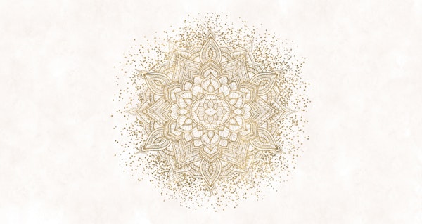 Golden sparkling boho mandala white