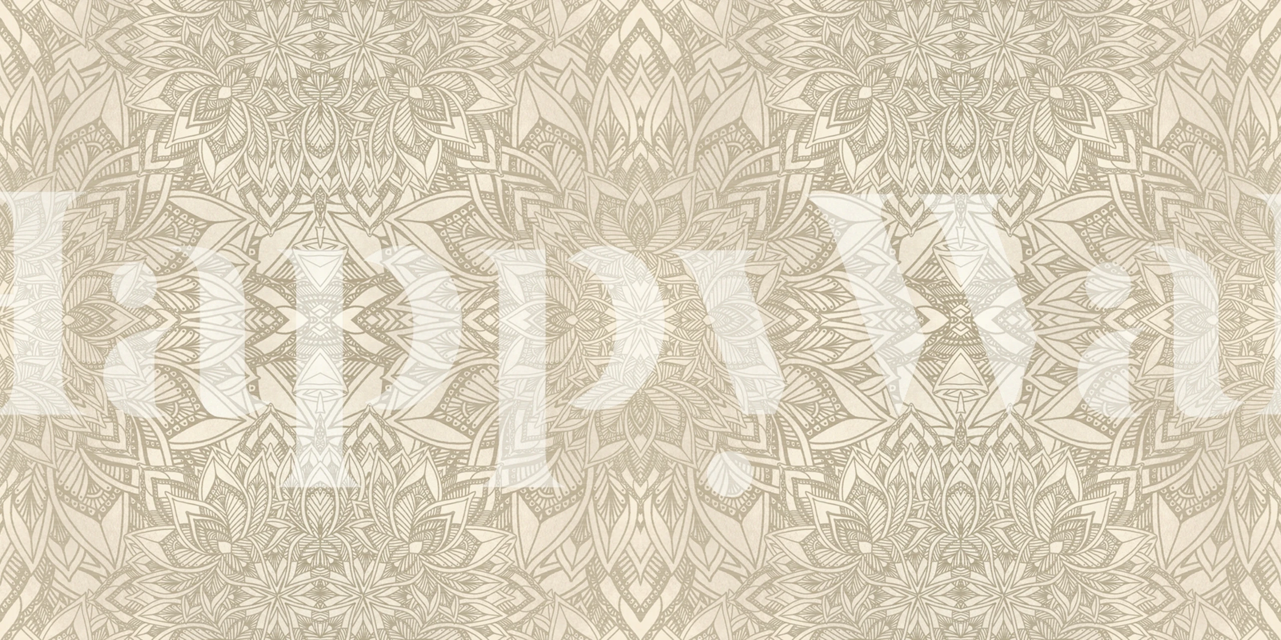 Golden Floral Mandala Väggdekor med intrikata guldmönster på en neutral bakgrund