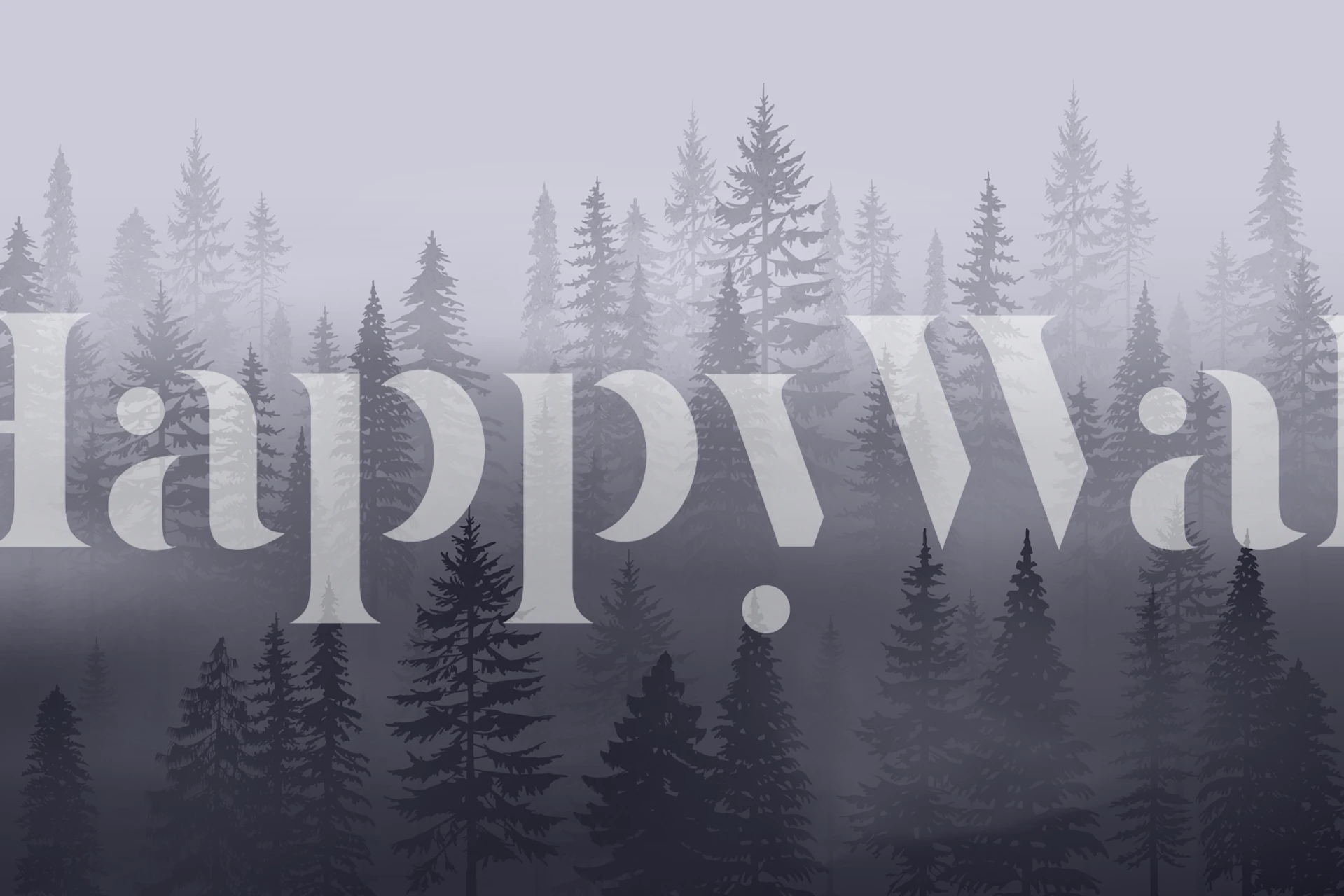 Black forest mountain silhouette wallpaper in shades of grey