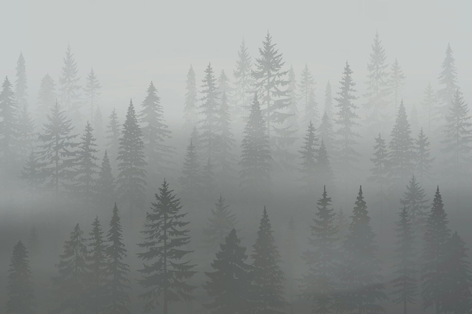 Forest Green Mountain Wallpaper - Buy Online | Happywall