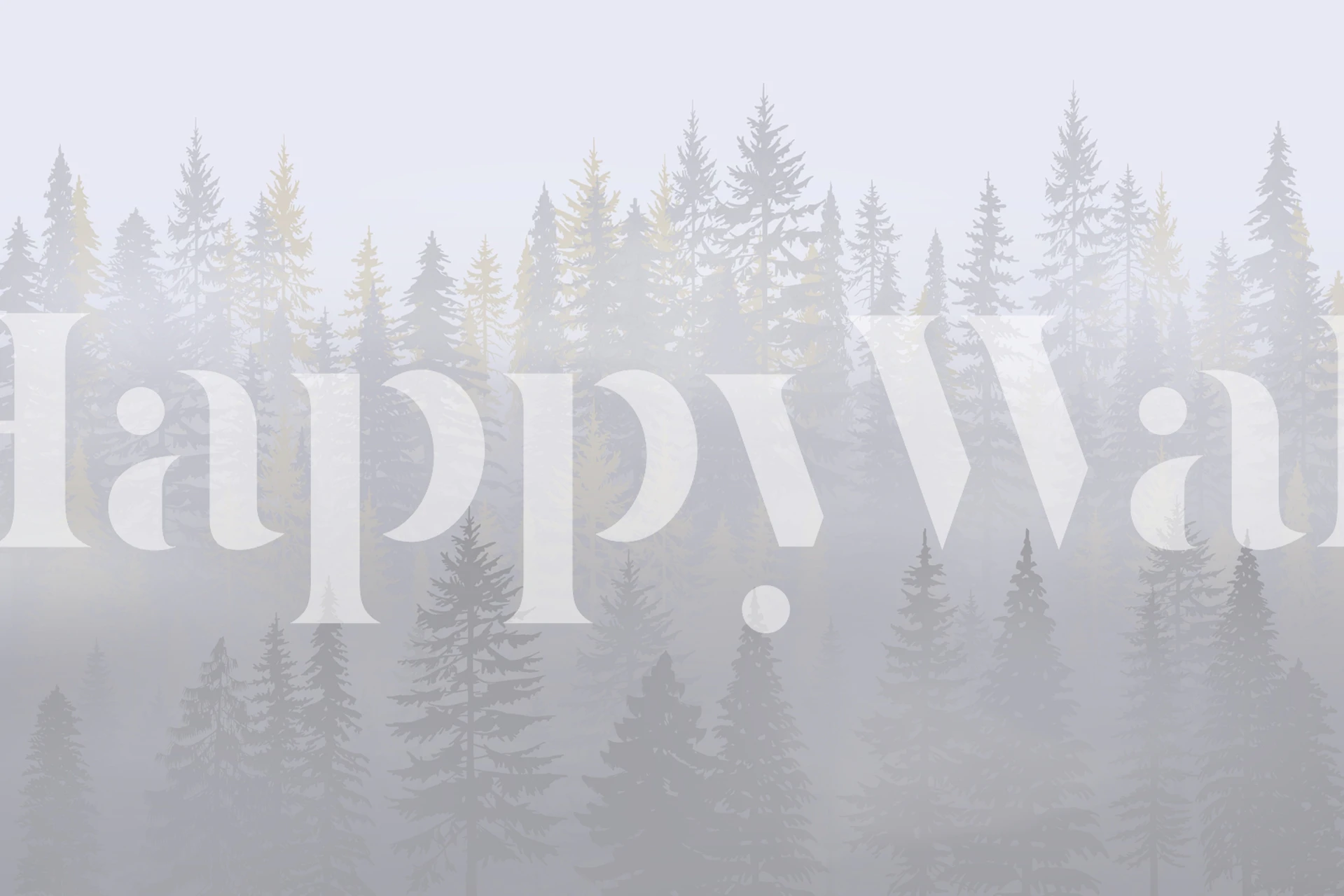 Mural da floresta enevoada e parede de montanha cinza para decoração de quartos tranquilos