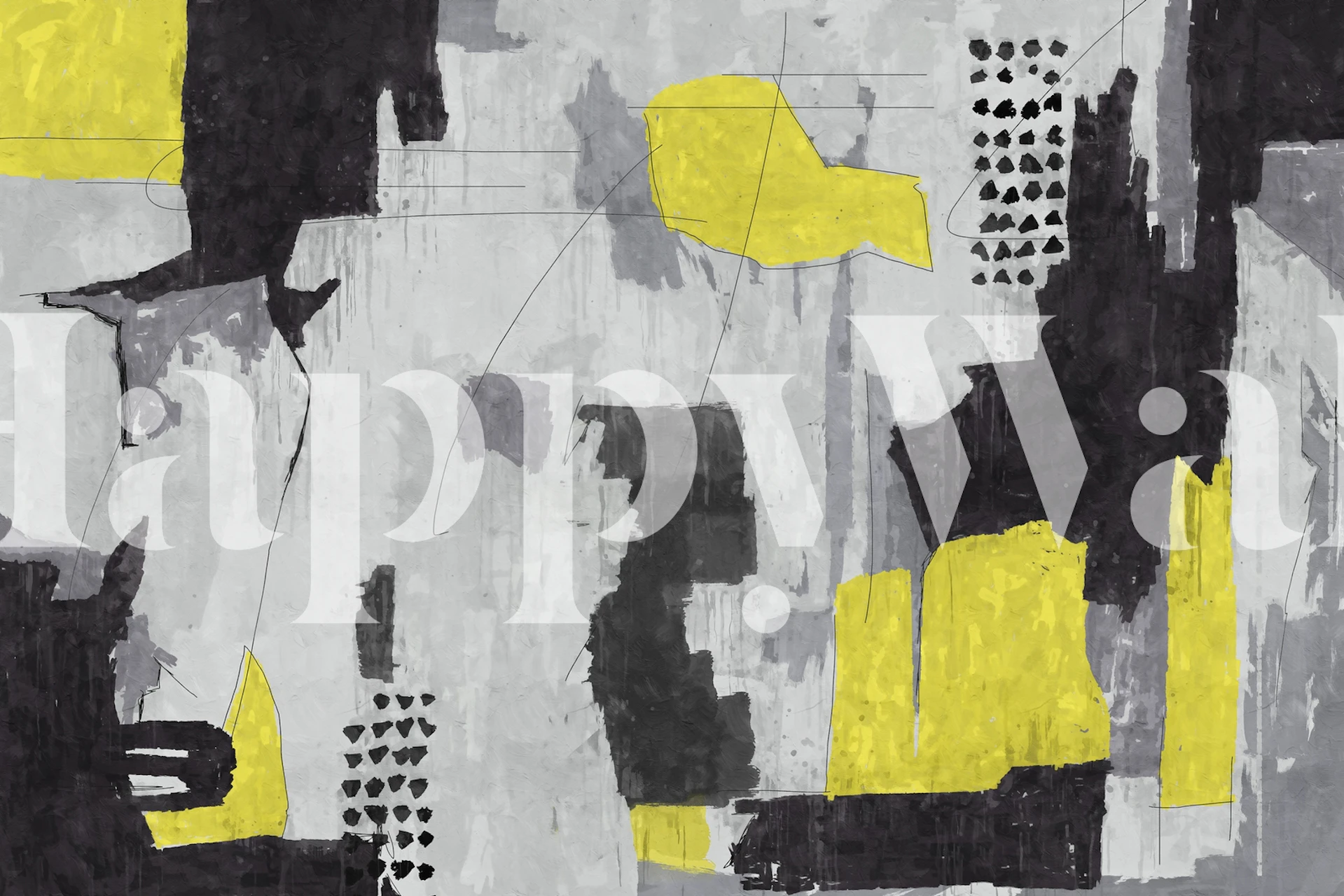 Abstract Yellow and Grey Wall Mural Design