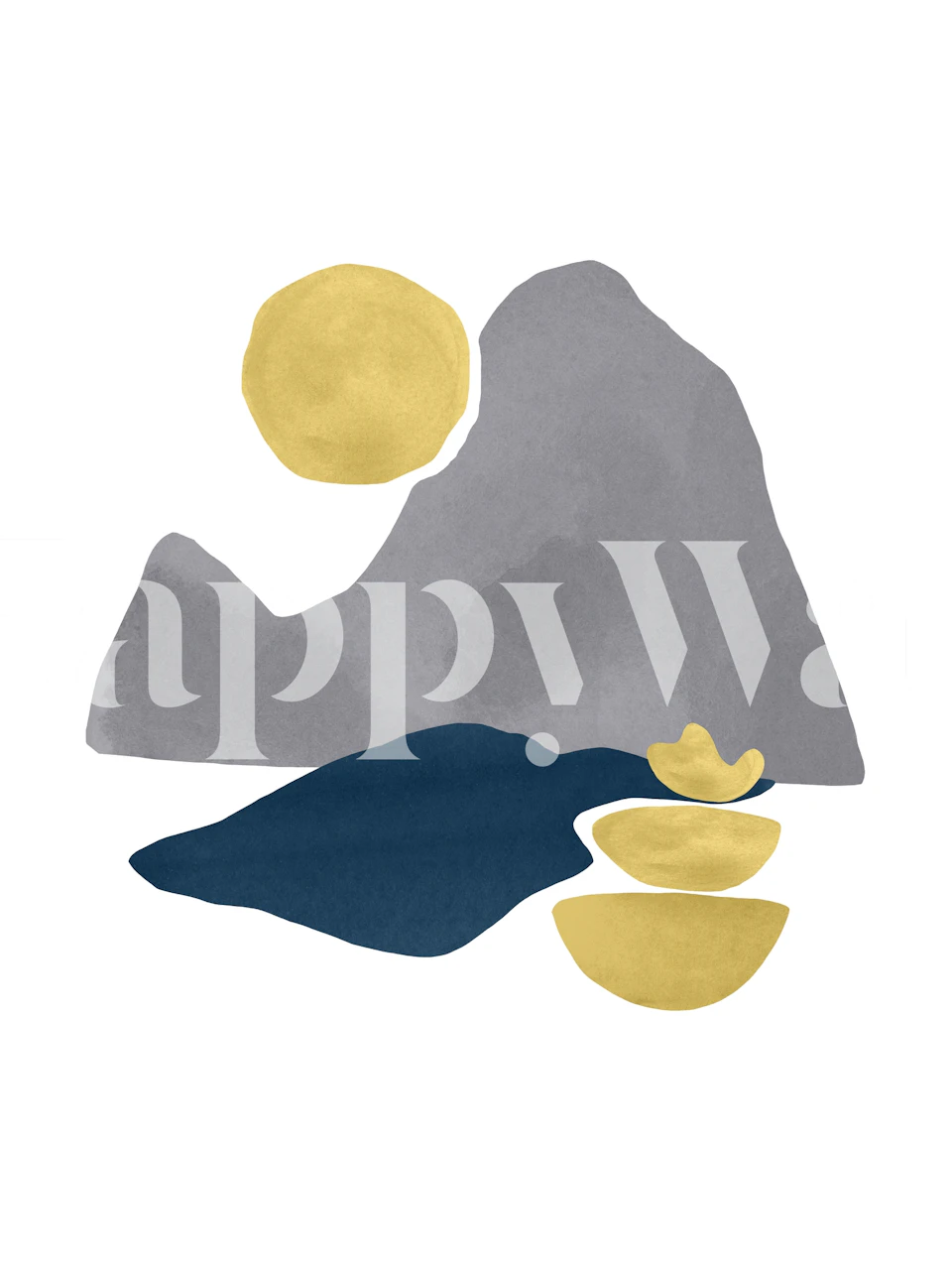 Abstract mountain shapes in gray and yellow colors wallpaper