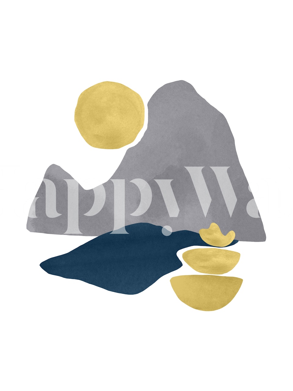 Abstract mountain shapes in gray and yellow colors wallpaper