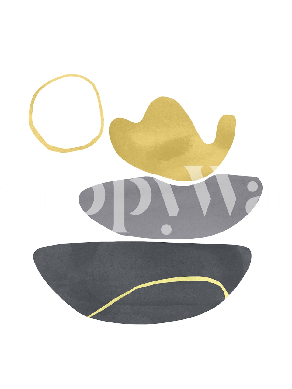 Abstract Yellow Vase wall mural with modern grey shapes