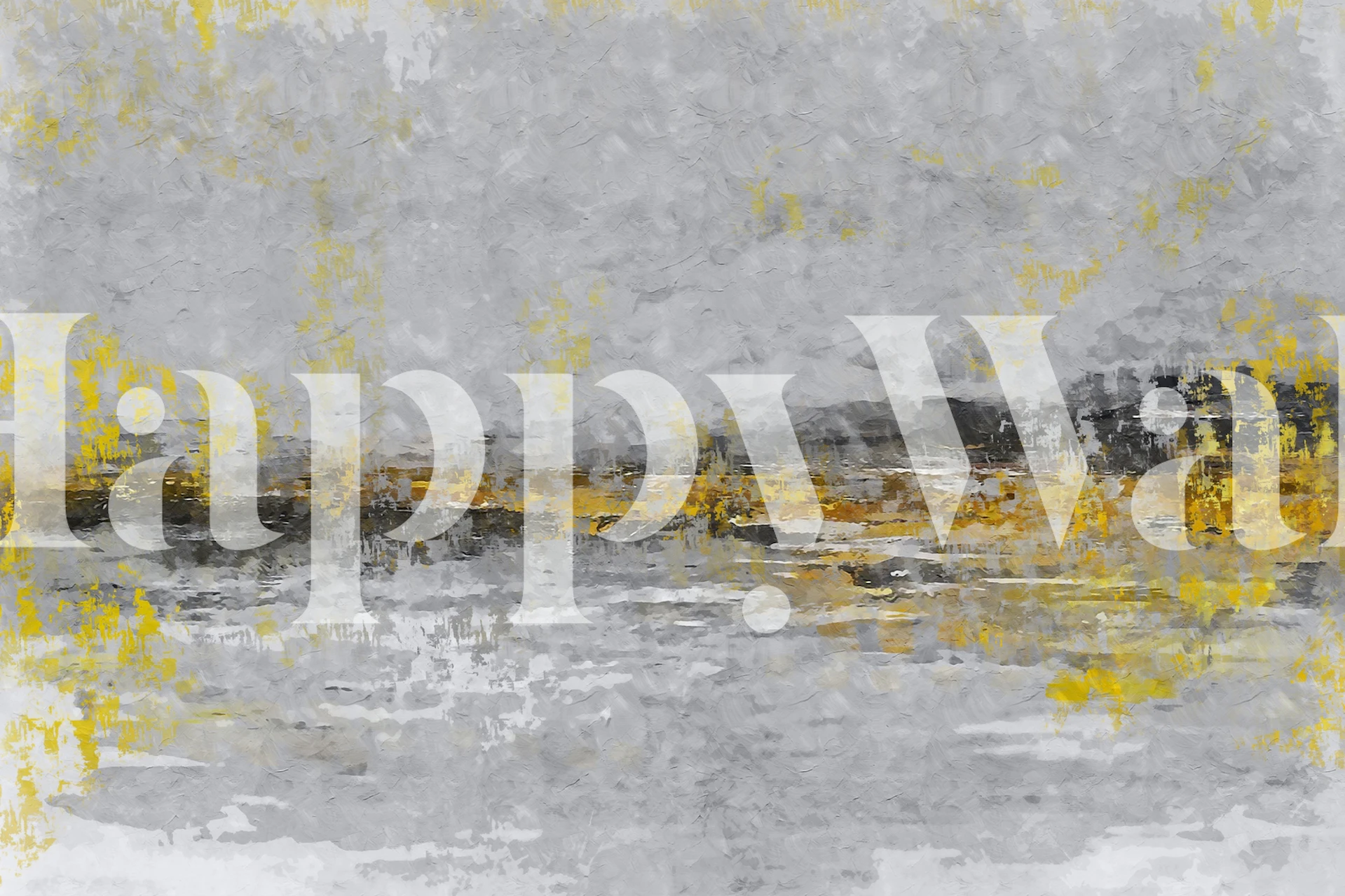 Abstrakt gult og grått veggmaleri med teksturert design